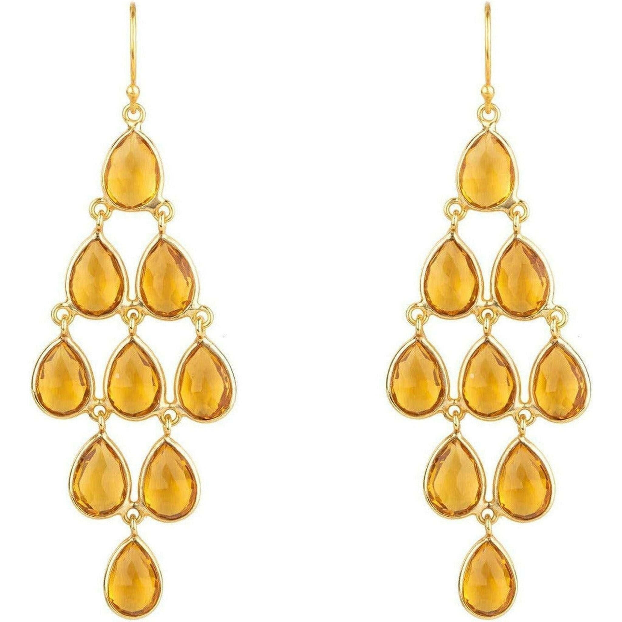 Erviola Cascade Gold Earrings with Citrine.