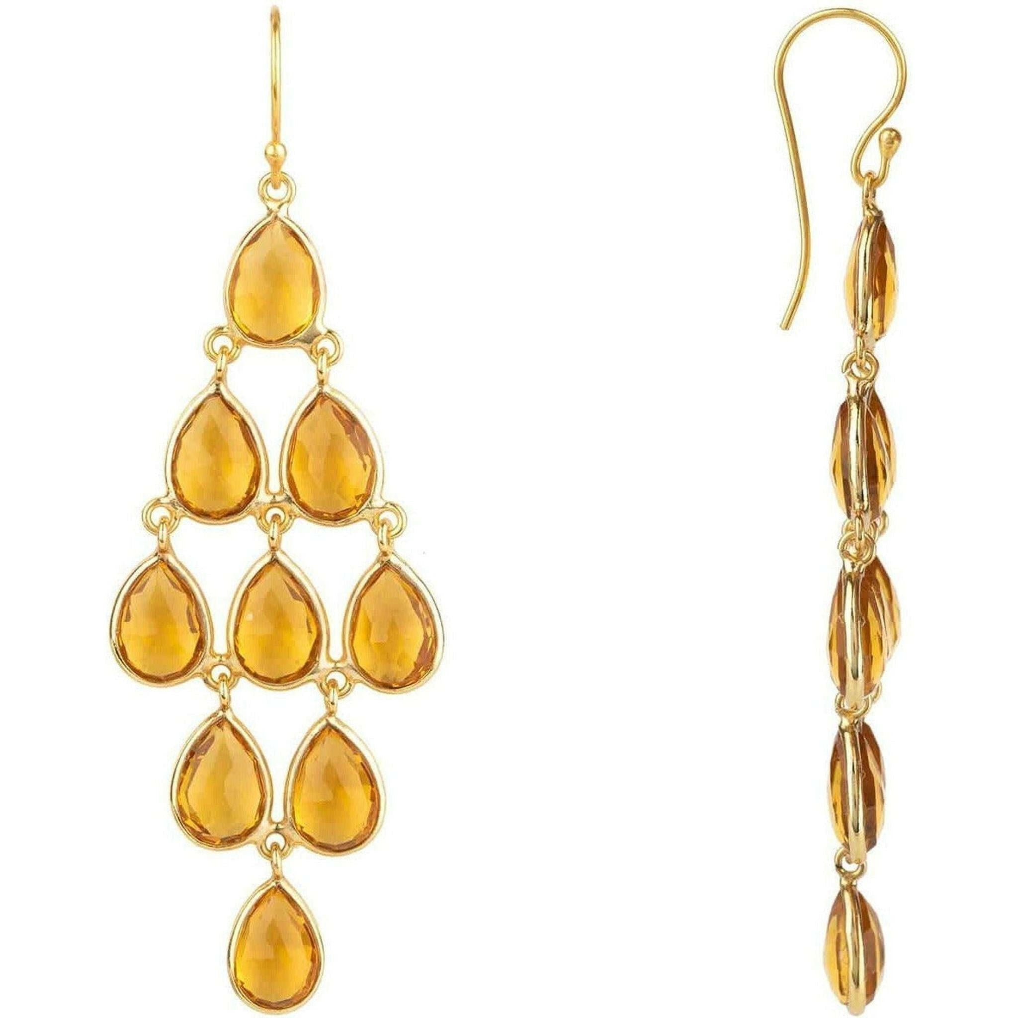 Erviola Cascade Gold Earrings with Citrine.