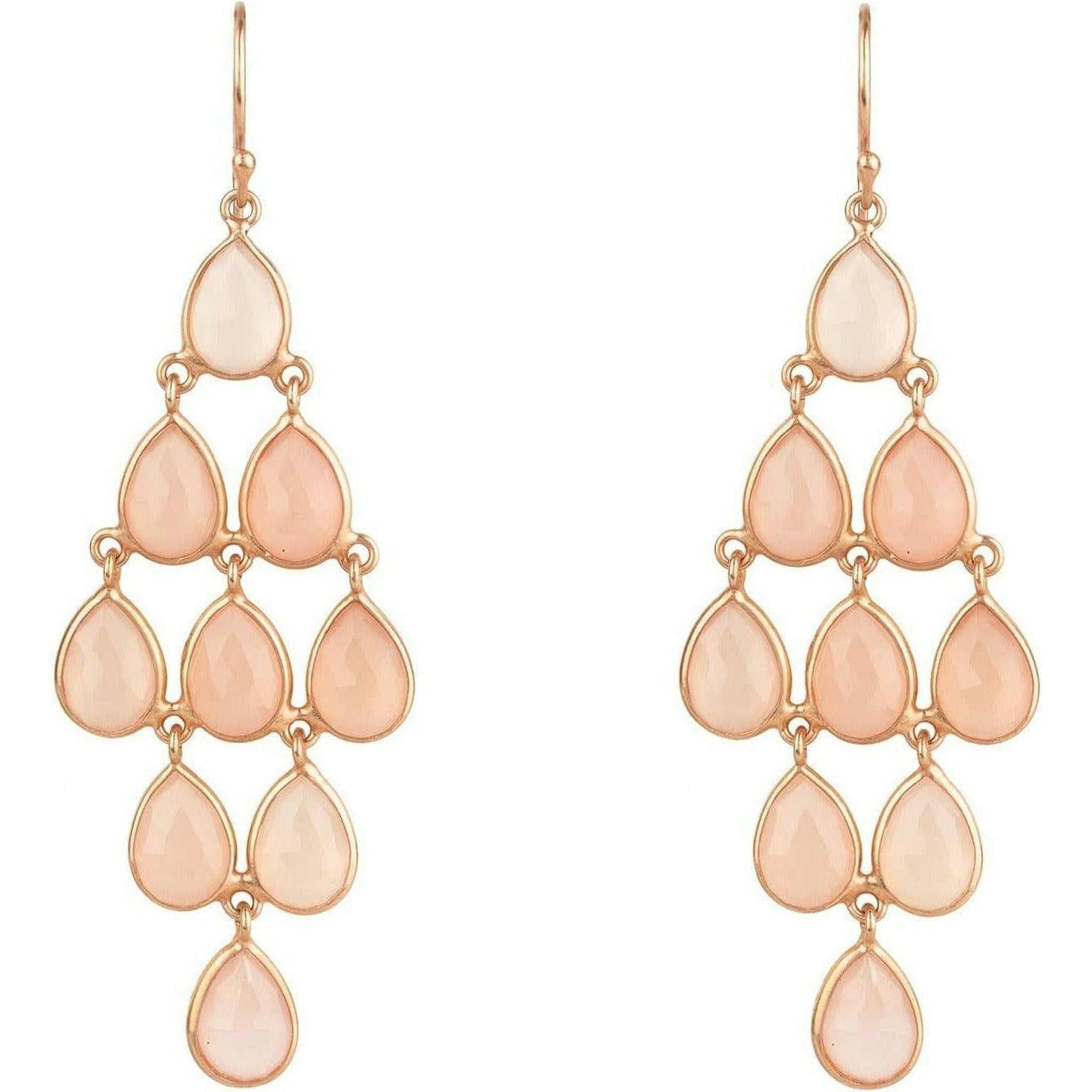 Erviola Cascade Rose Gold Earrings with Rose Quartz.