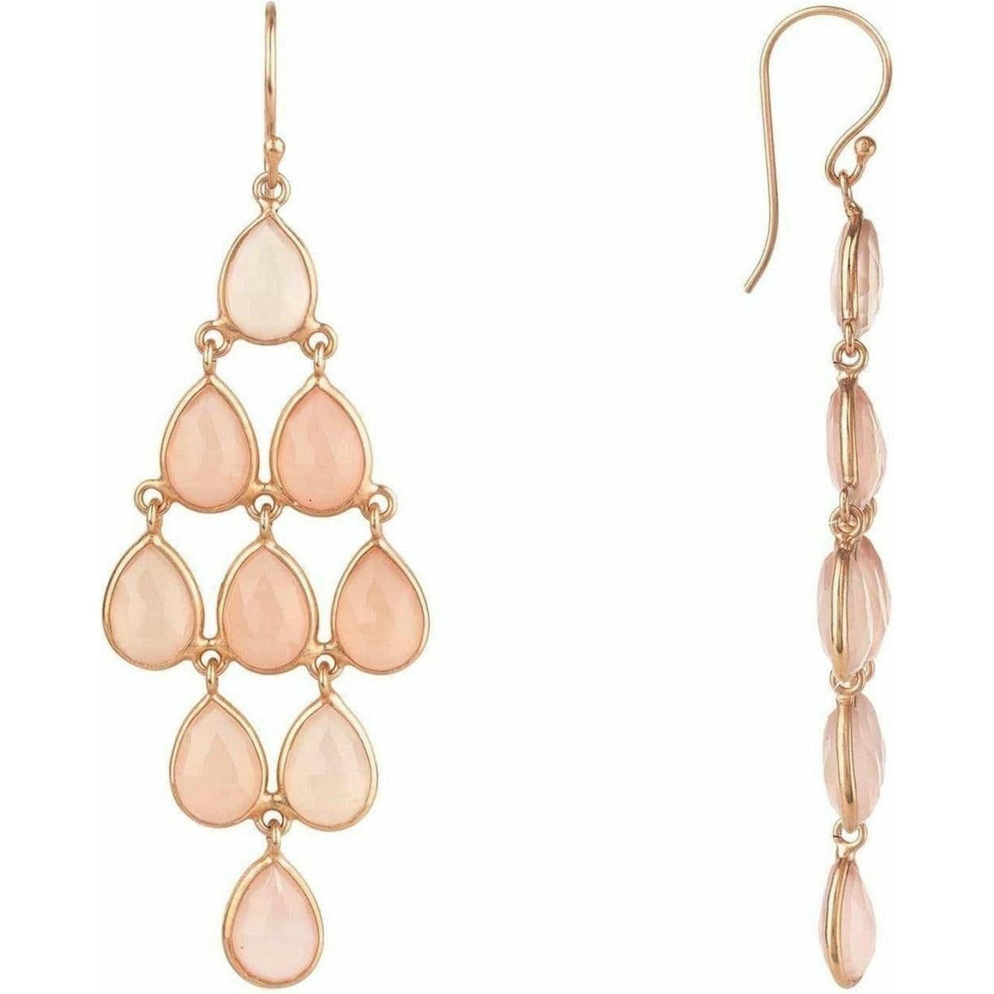 Erviola Cascade Rose Gold Earrings with Rose Quartz.