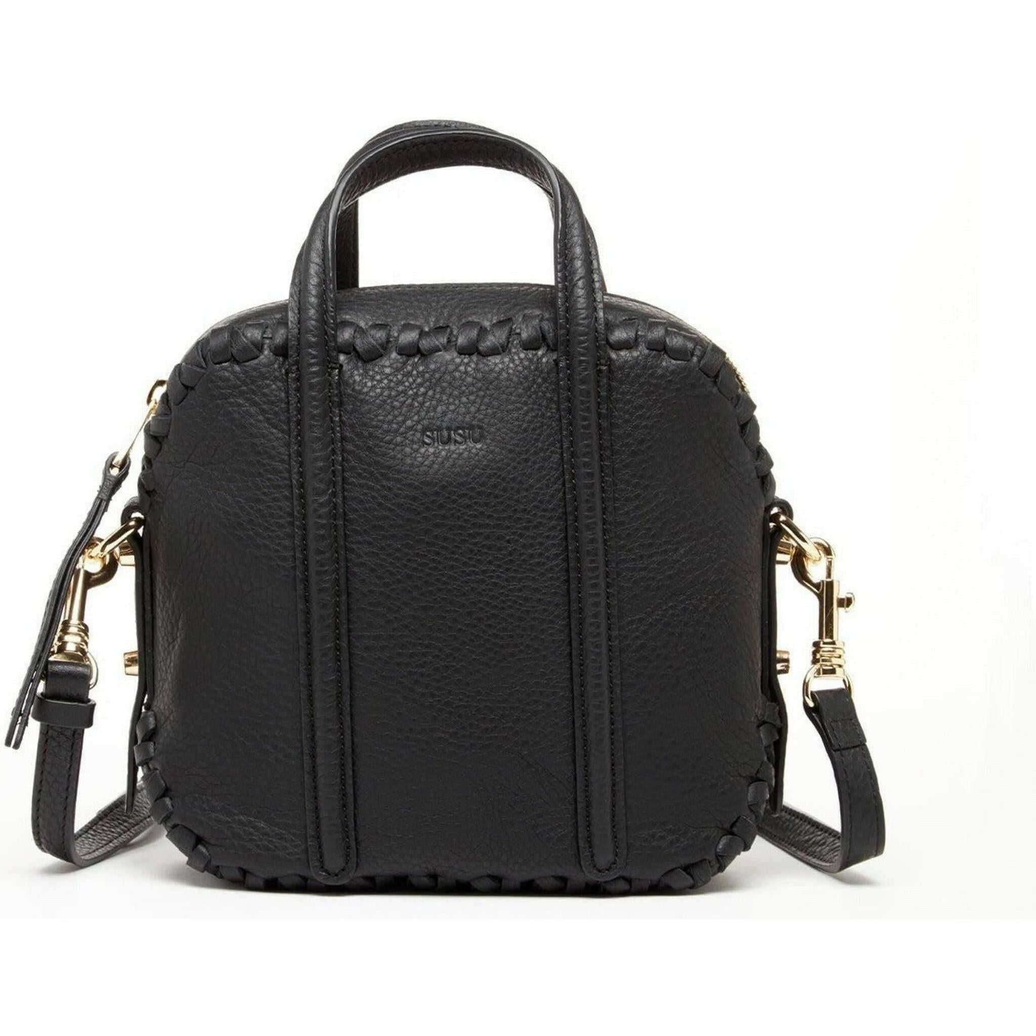 Evelyn Black Leather Crossbody Bag.