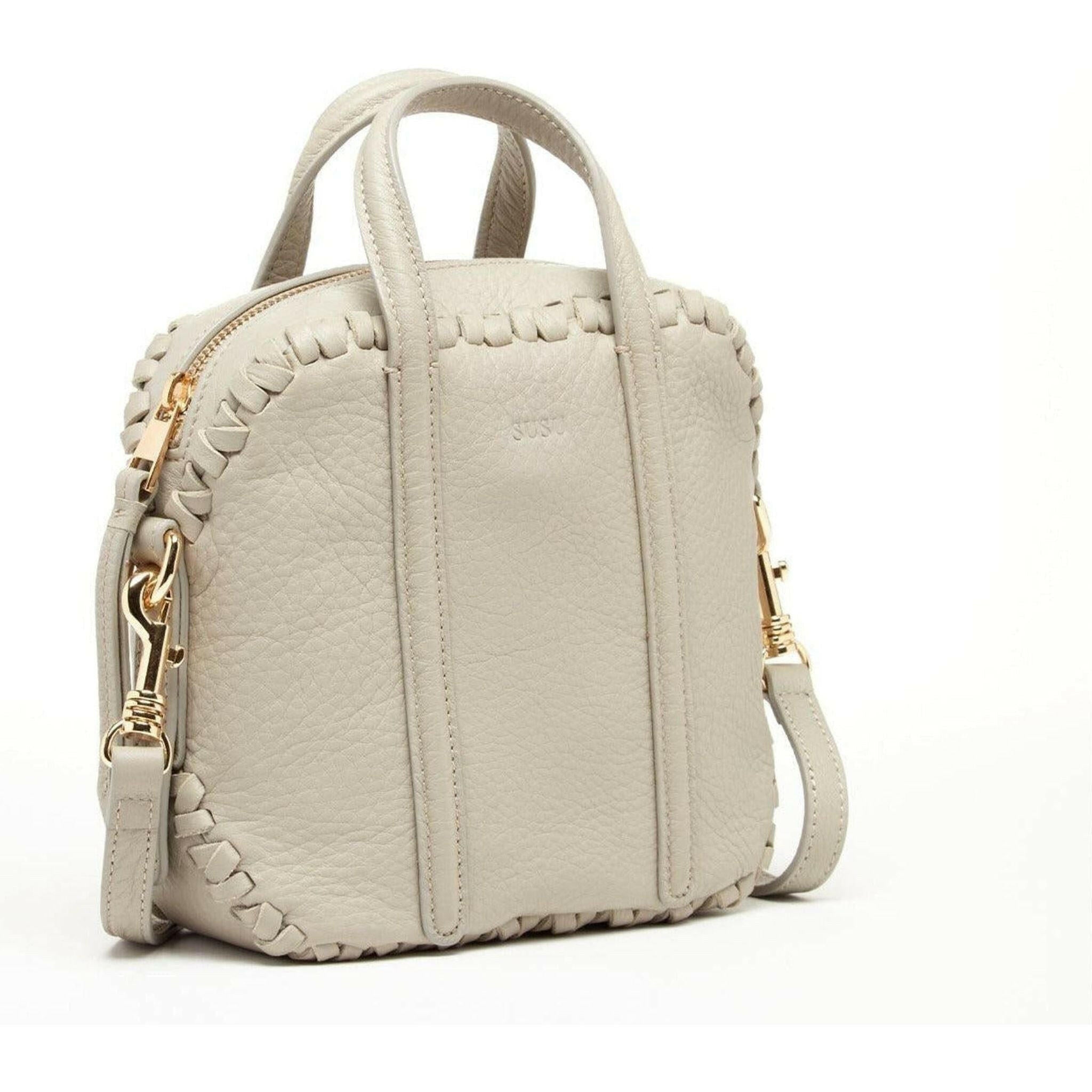 Evelyn Leather Crossbody Bag in Gray.