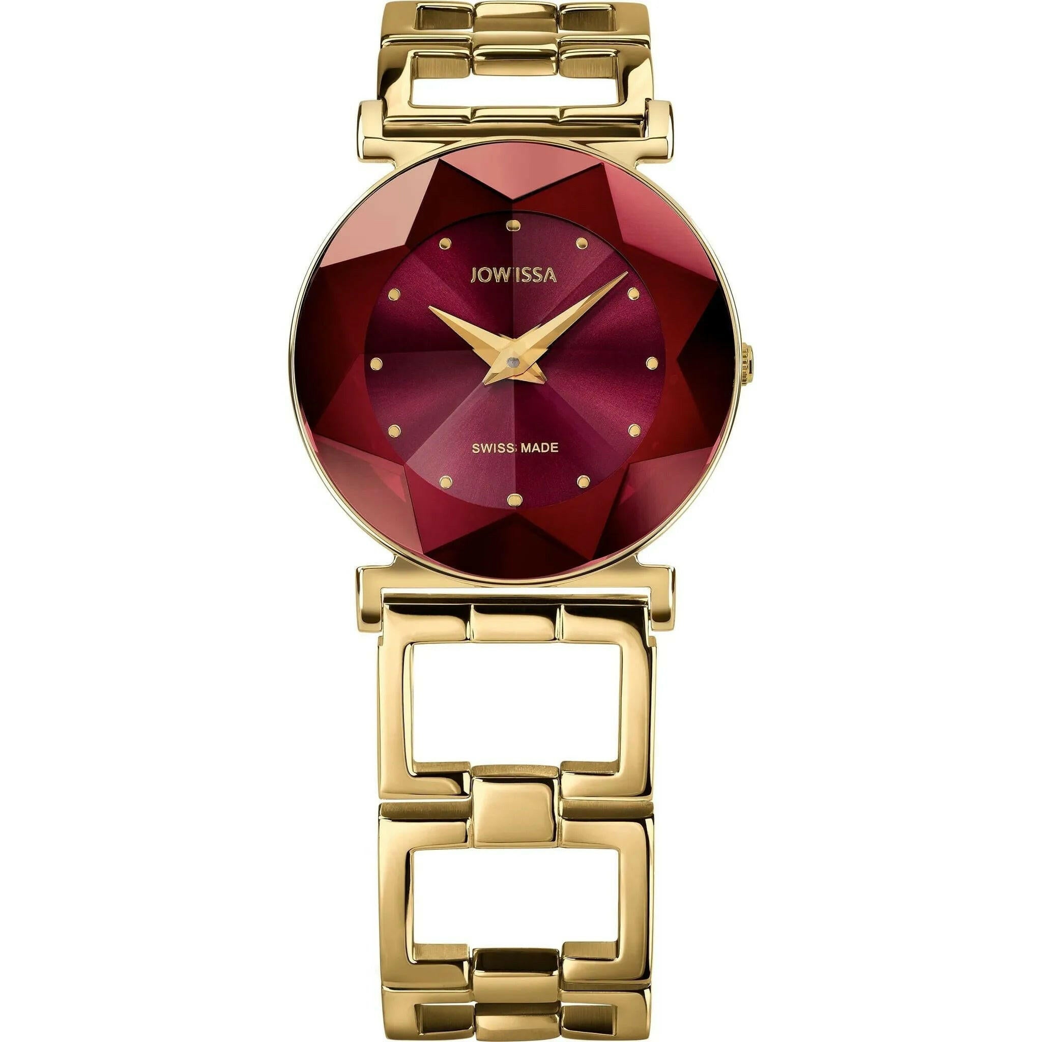 Facet Swiss Ladies Watch Gold Burgundy.