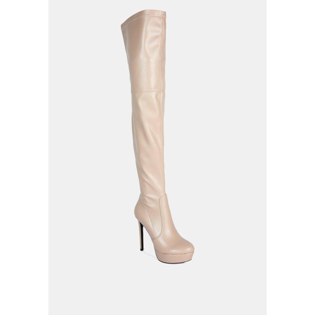 Marvelettes Faux Leather High Heeled Long Boots.