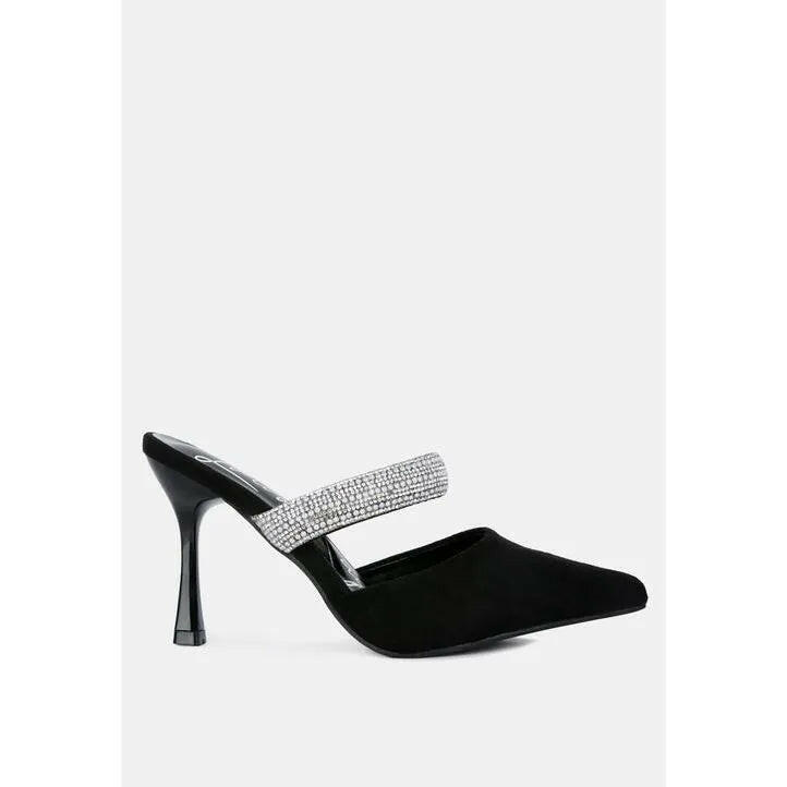 Fauci Diamante Strap Heeled Mules.