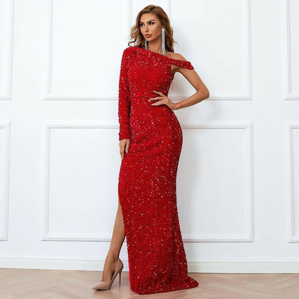 Fiona Red One Shoulder Gown