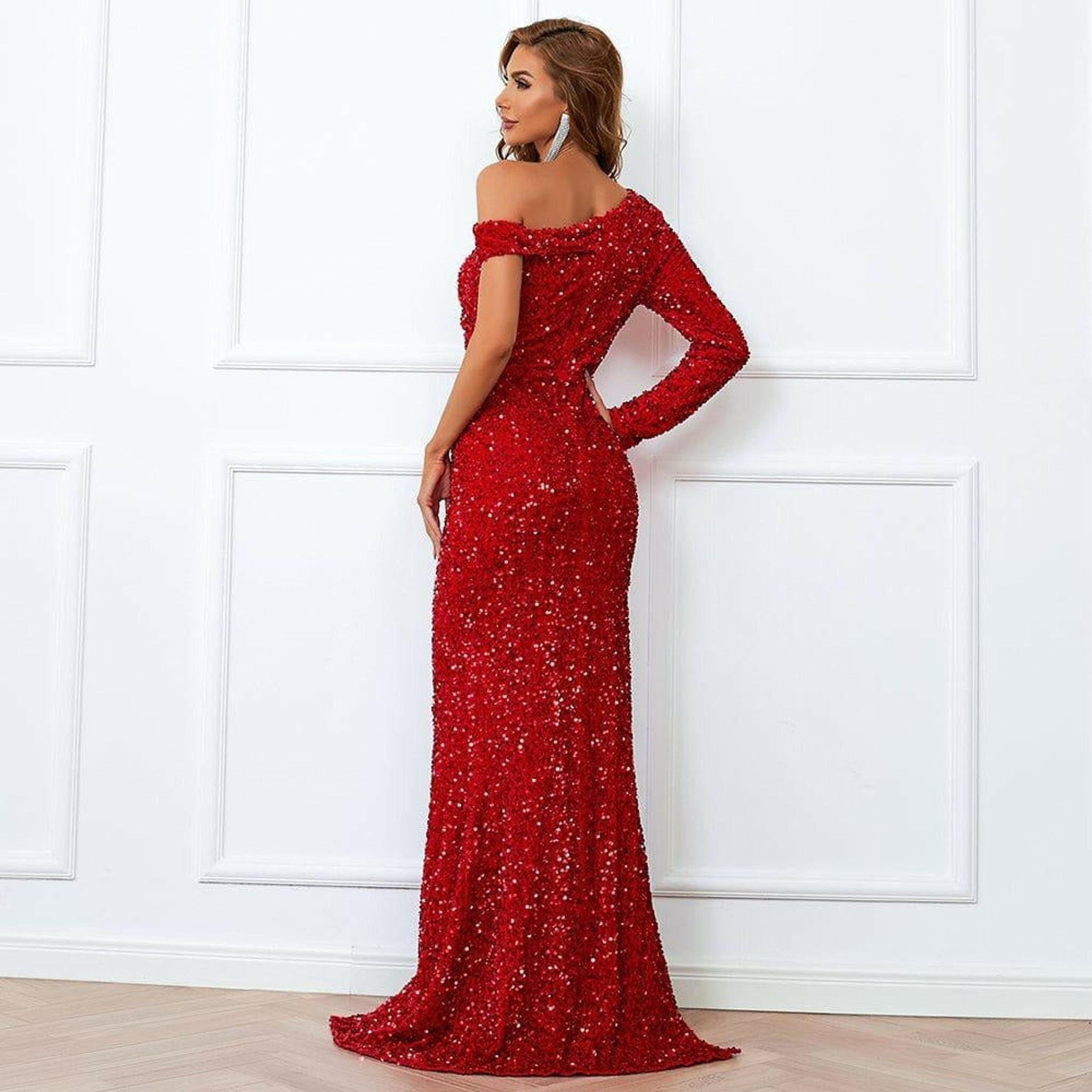 Fiona Red One Shoulder Gown.