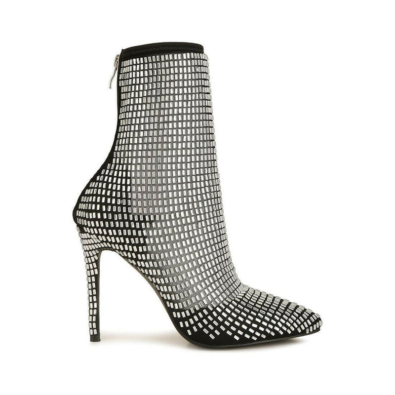 Fortunate Rhinestones Embellished Mesh Boots - quirkitrendz