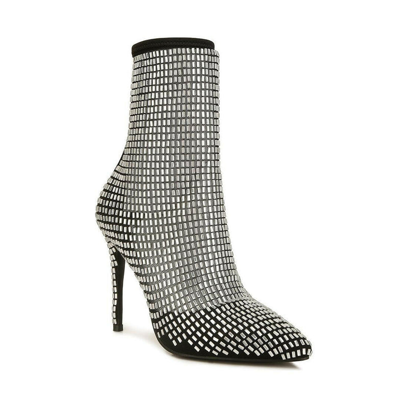 Fortunate Rhinestones Embellished Mesh Boots - quirkitrendz