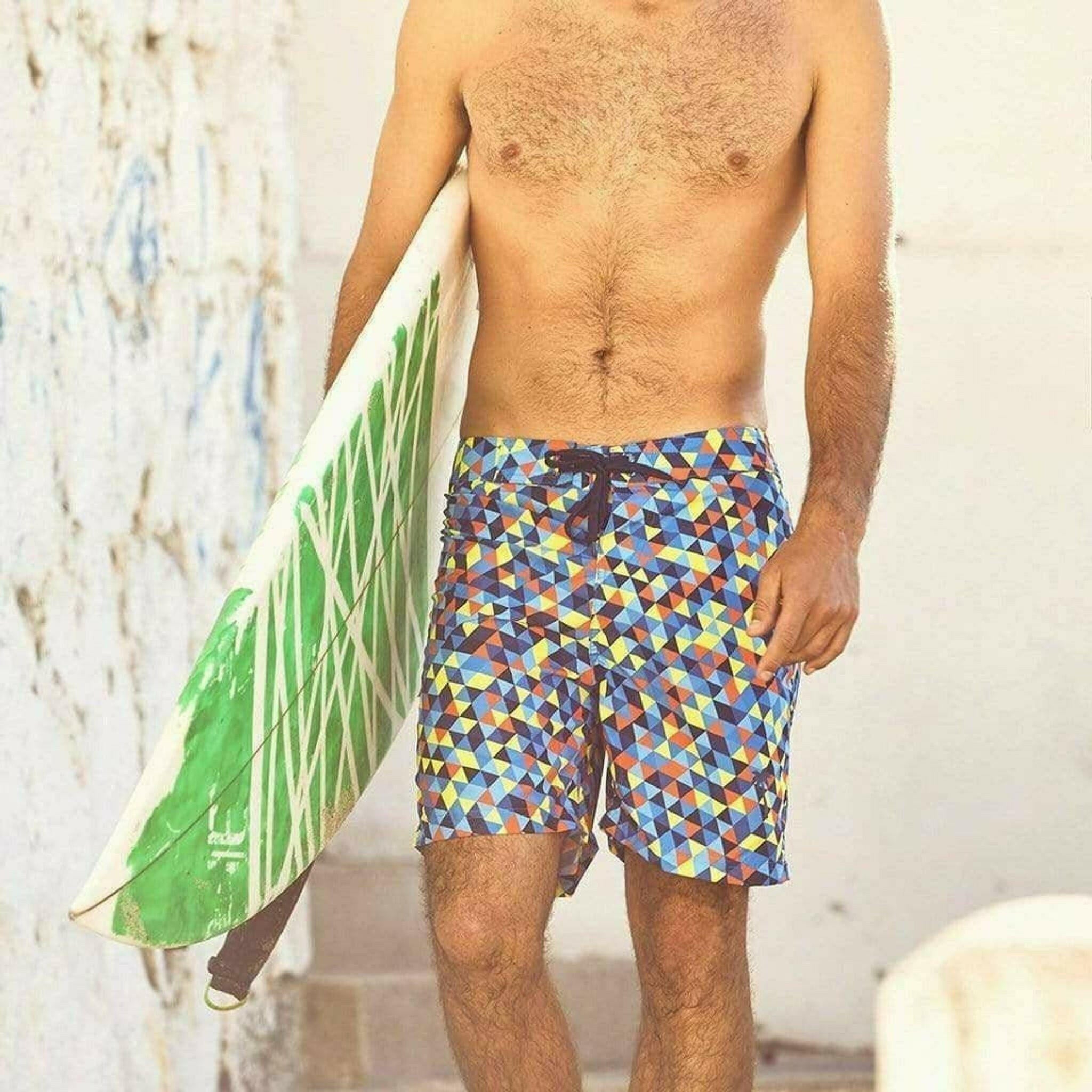 Geometric 17" Surf Boardshorts - Blue.