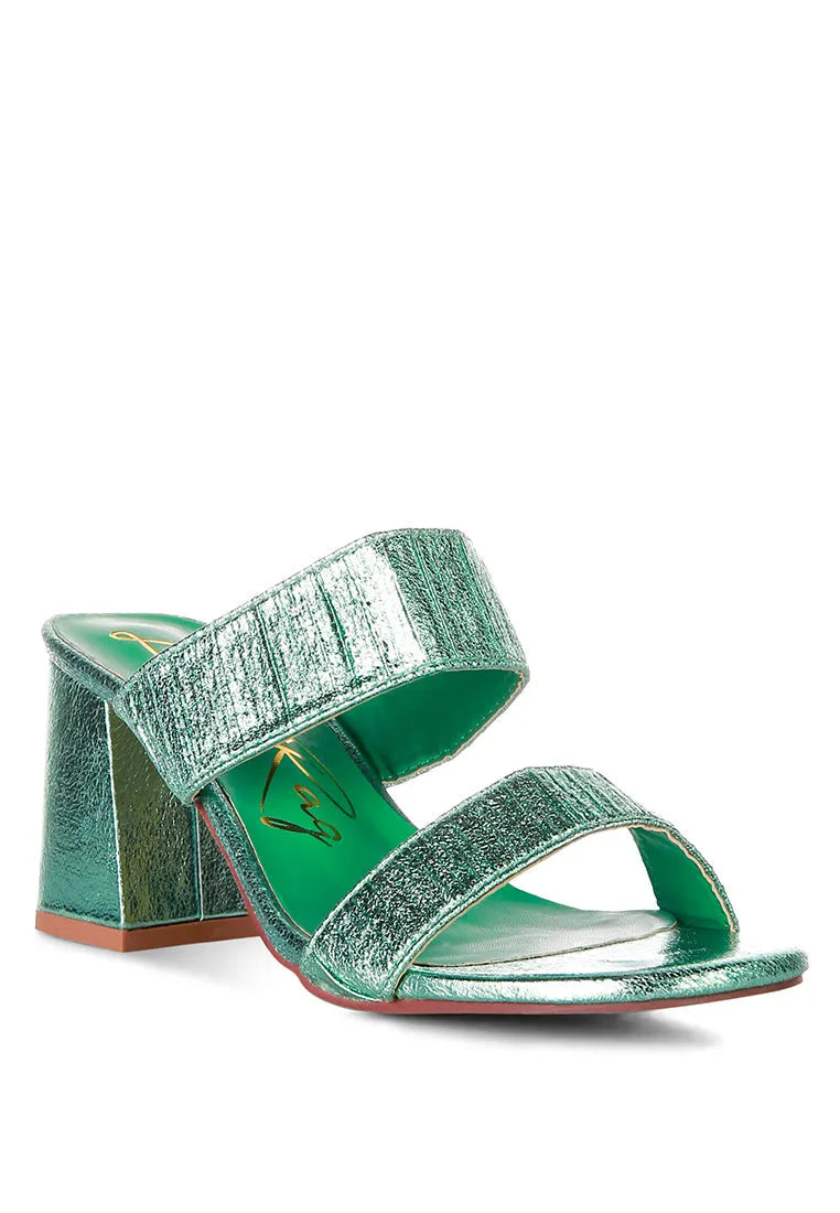 Giblet Metallic Slip On Block Heels