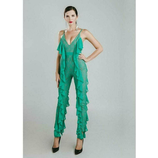 Green Ruffles Jumpsuit