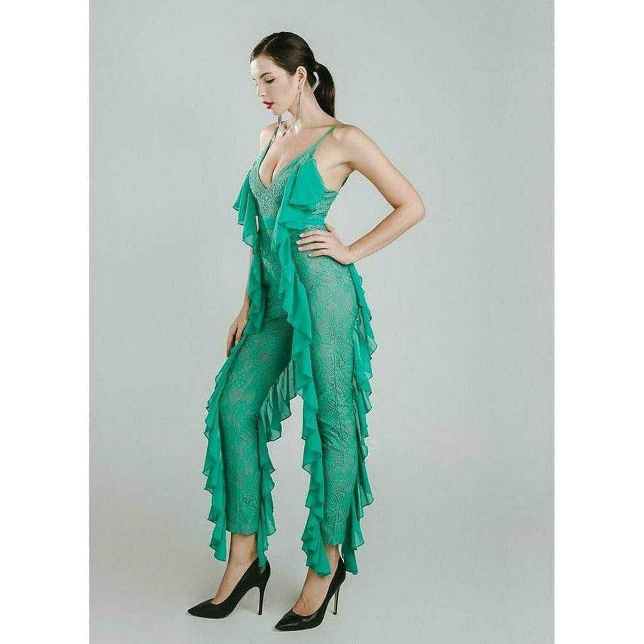 Green Ruffles Jumpsuit