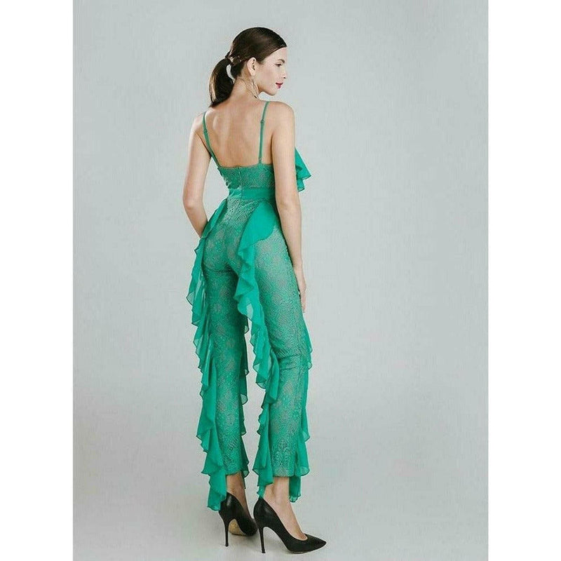 Green Ruffles Jumpsuit