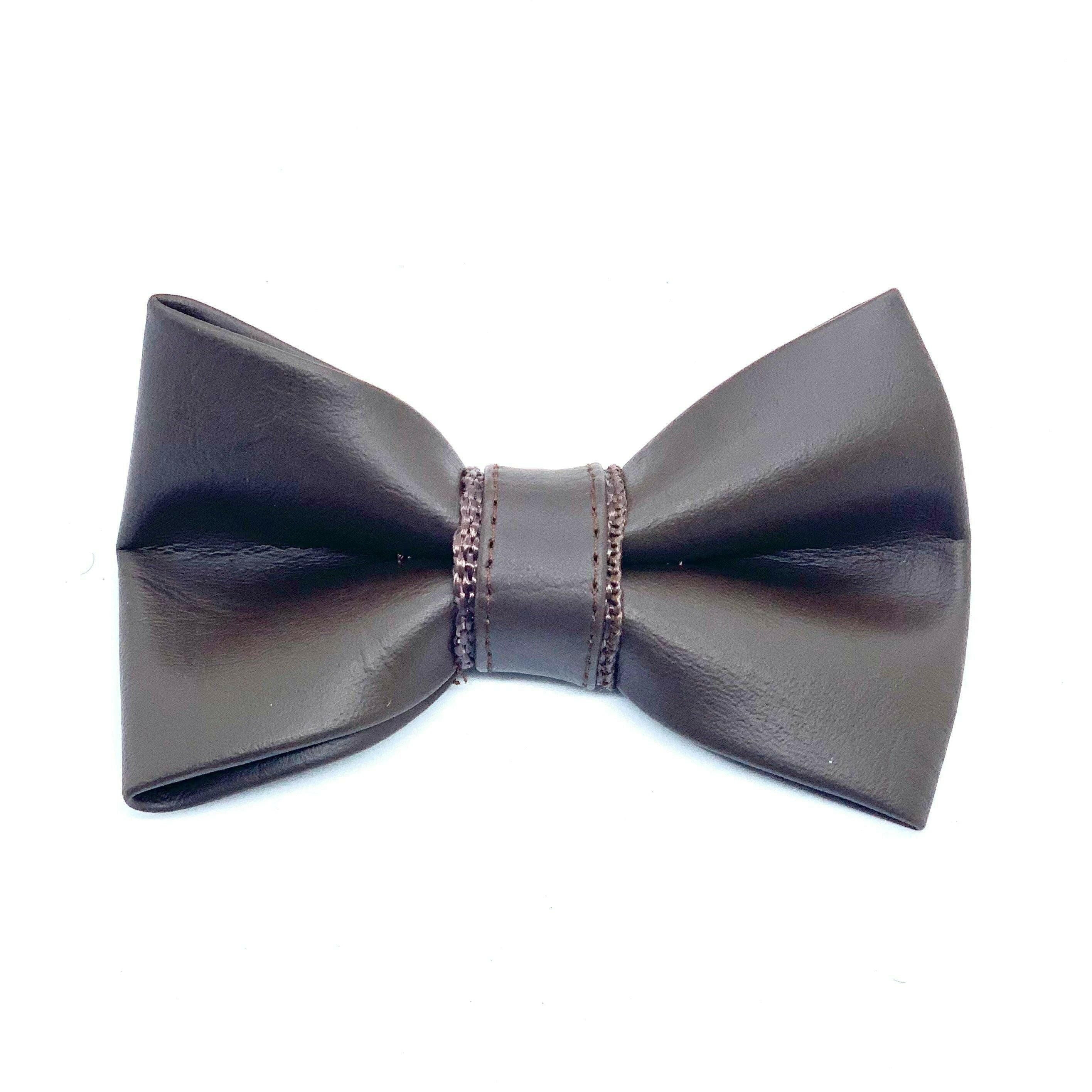 Grizzly Brown Leather Bow Tie.