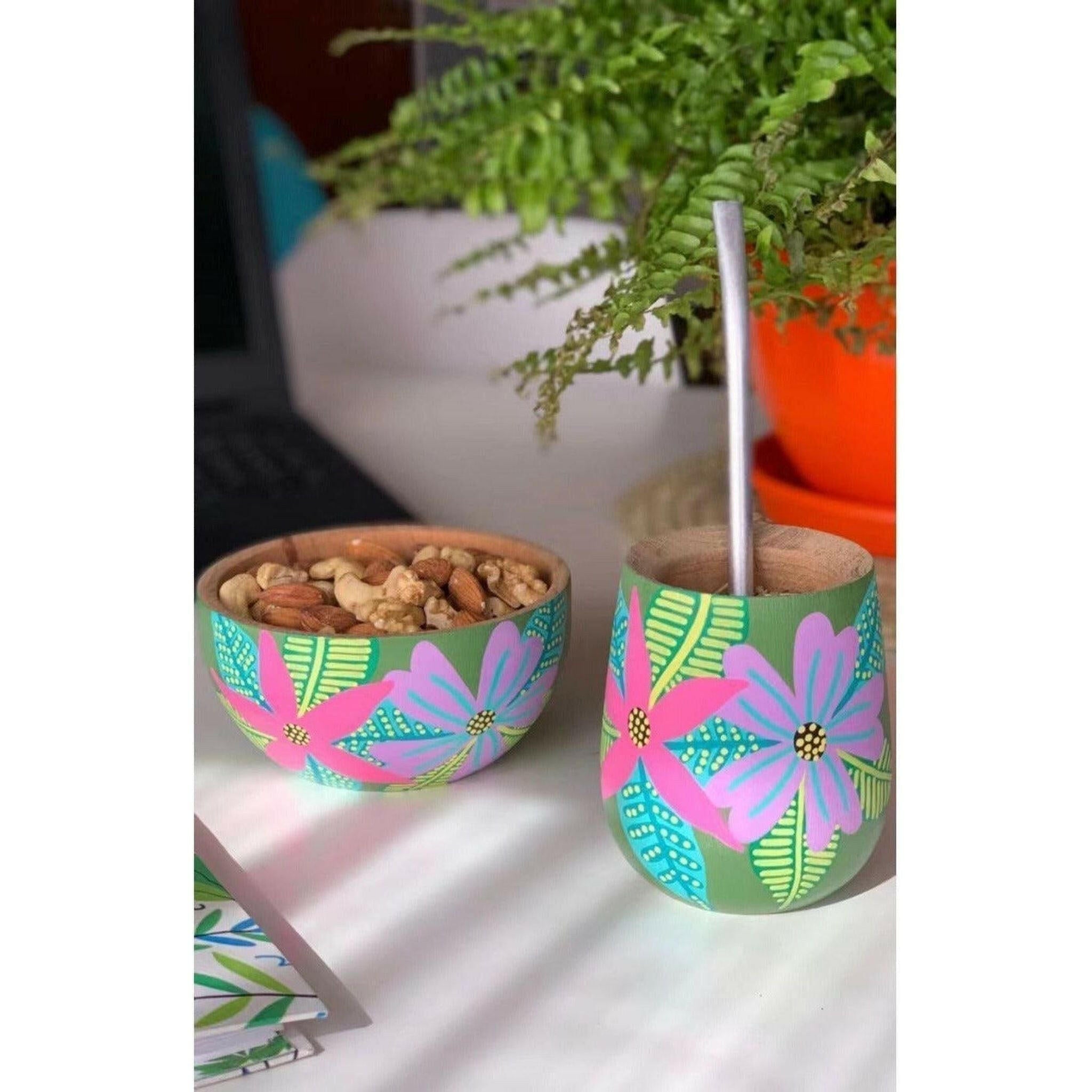 Handmade Solid Wooden Bowl - Tropical.