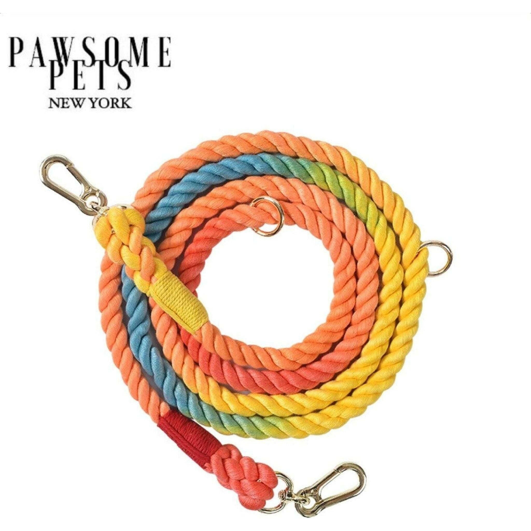 Hands Free Dog Rope Leash - Dark Rainbow.