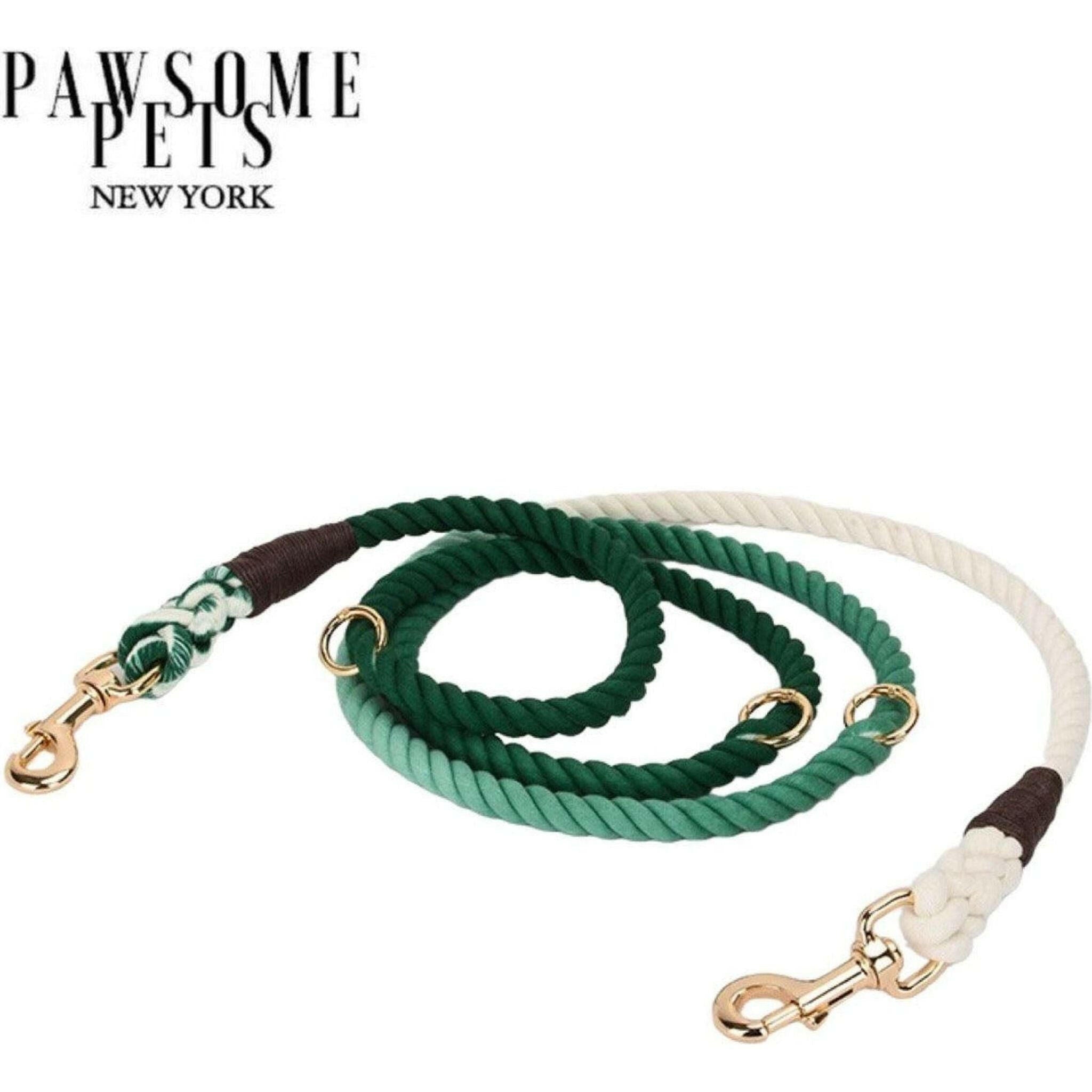 Hands Free Dog Rope Leash - Ombre Dark Green.