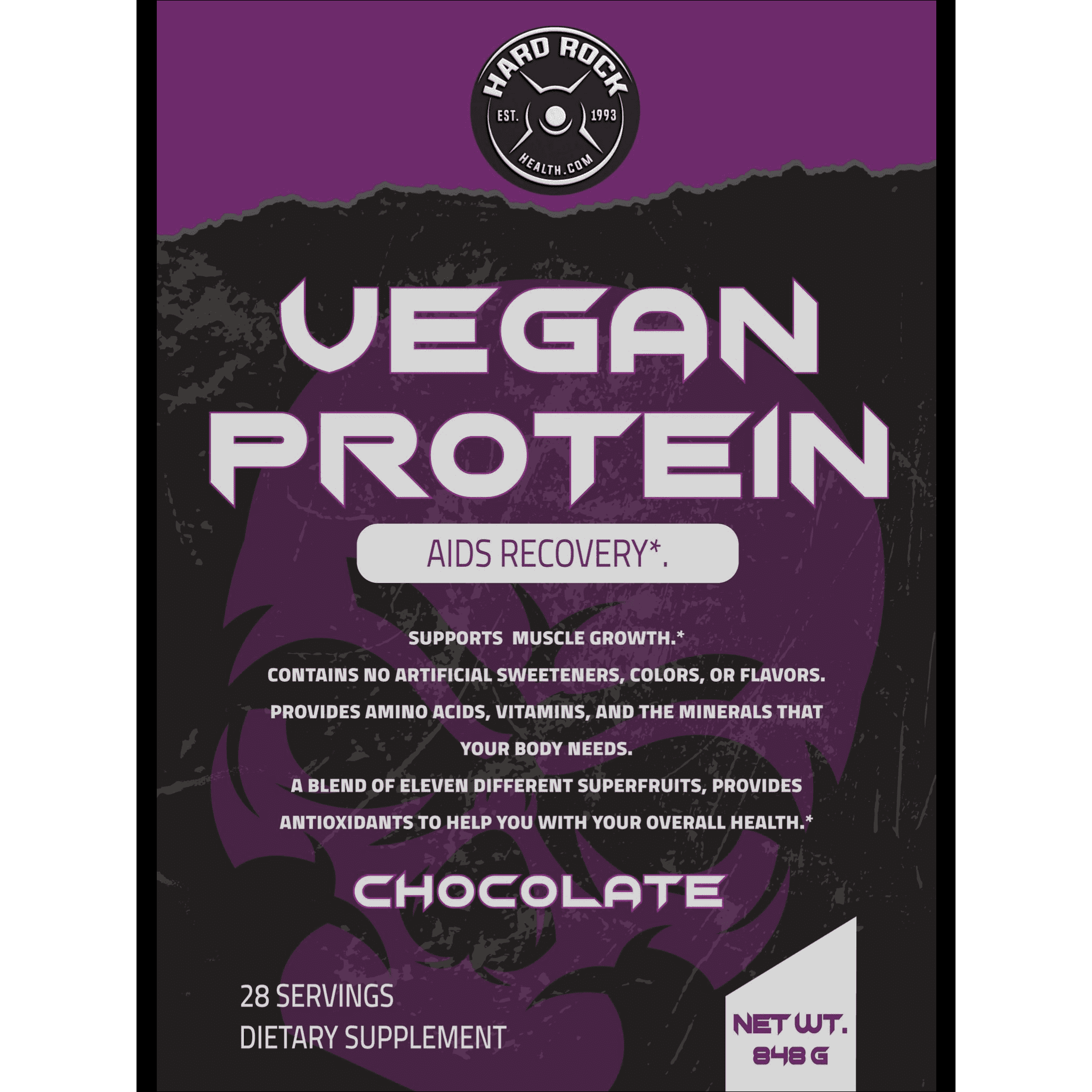 Hard Rock Health 2lb Vegan Protein Chocolate.