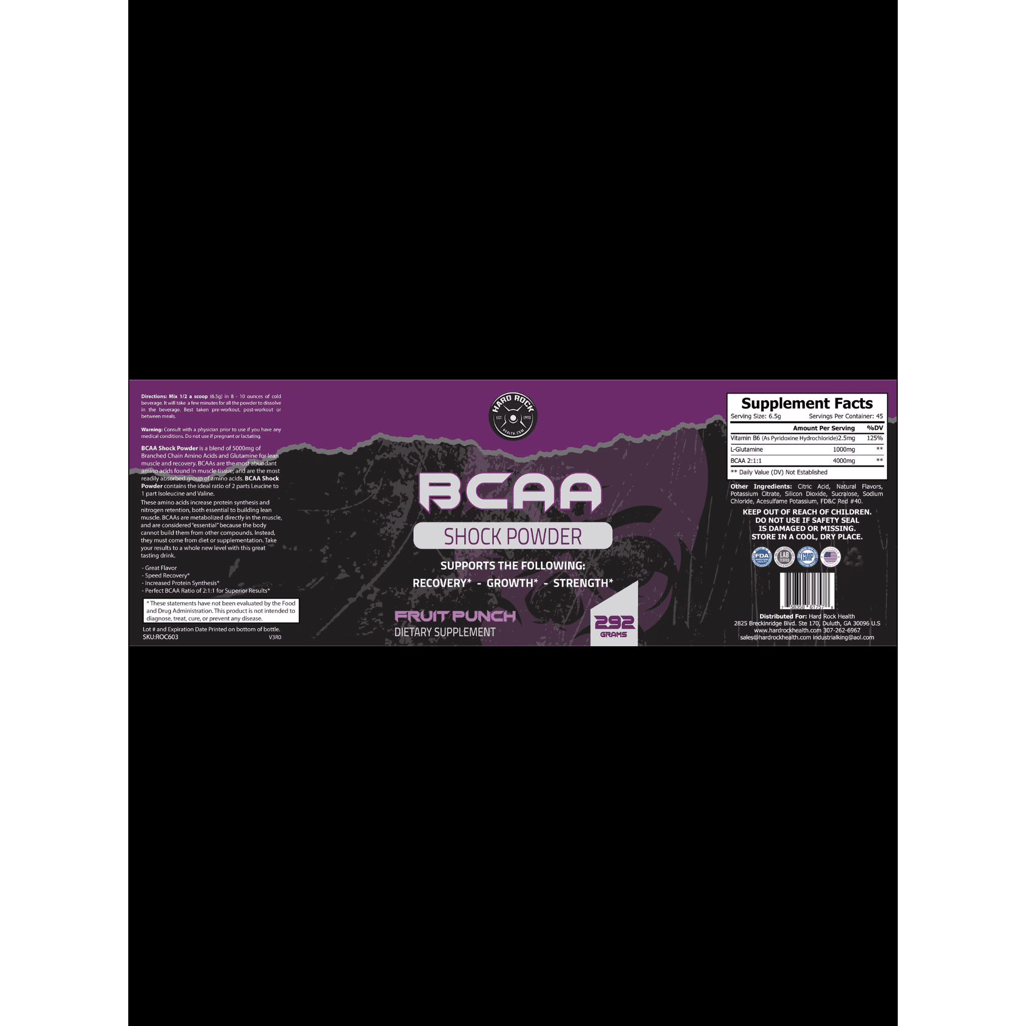 Hard Rock Health® BCAA Shock Powder (Fruit Punch).