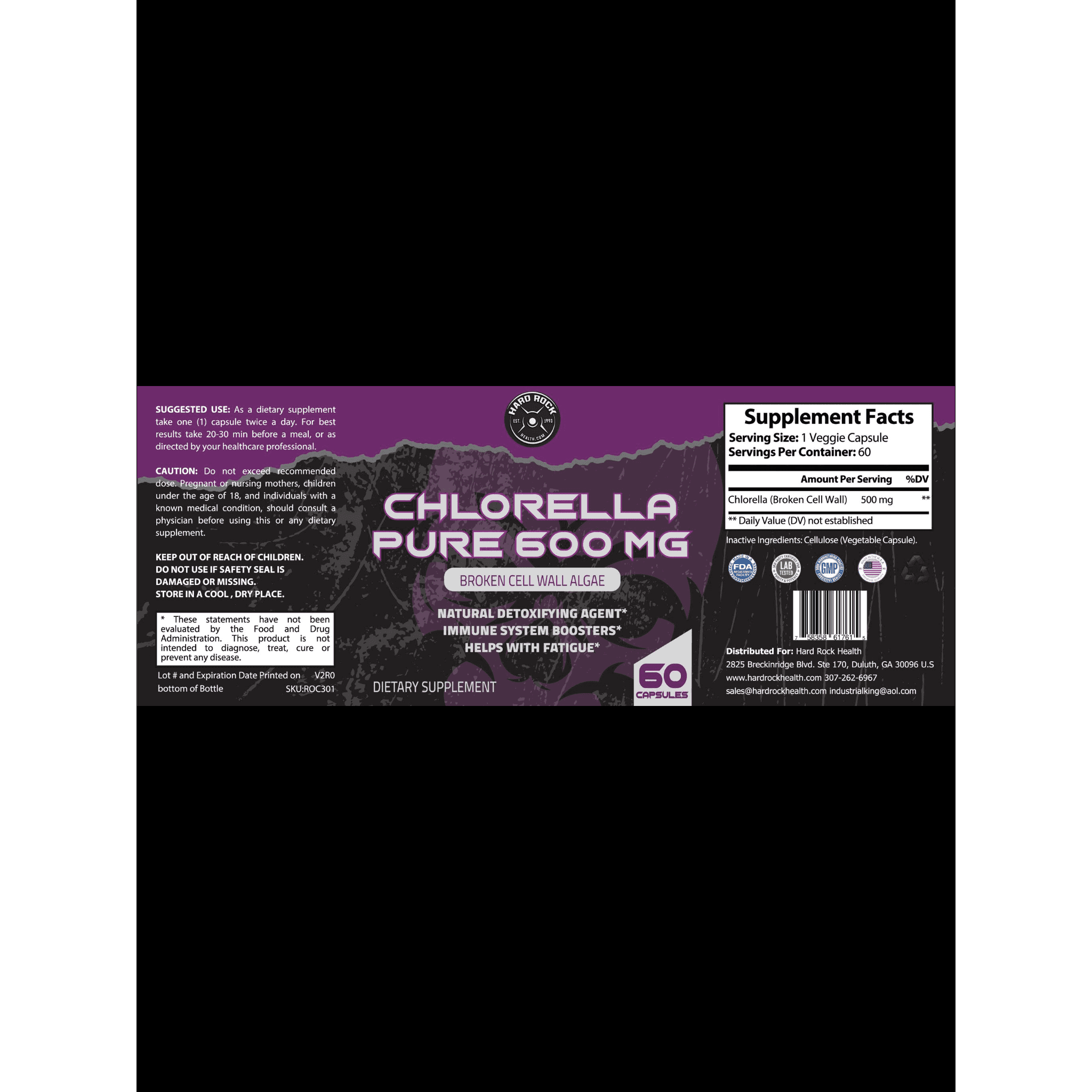 Hard Rock Health® Chlorella Pure 600mg.