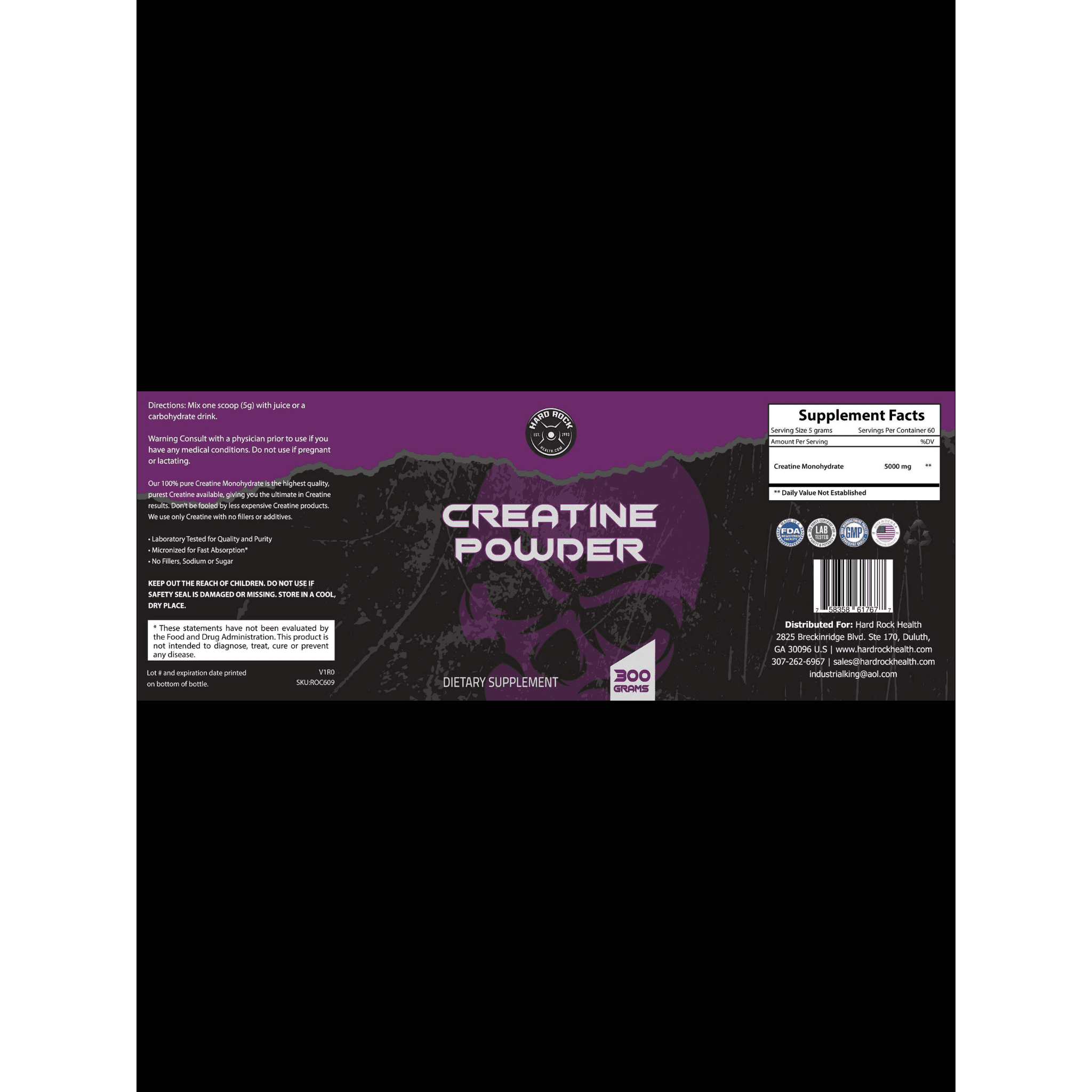 Hard Rock Health® Creatine Powder.