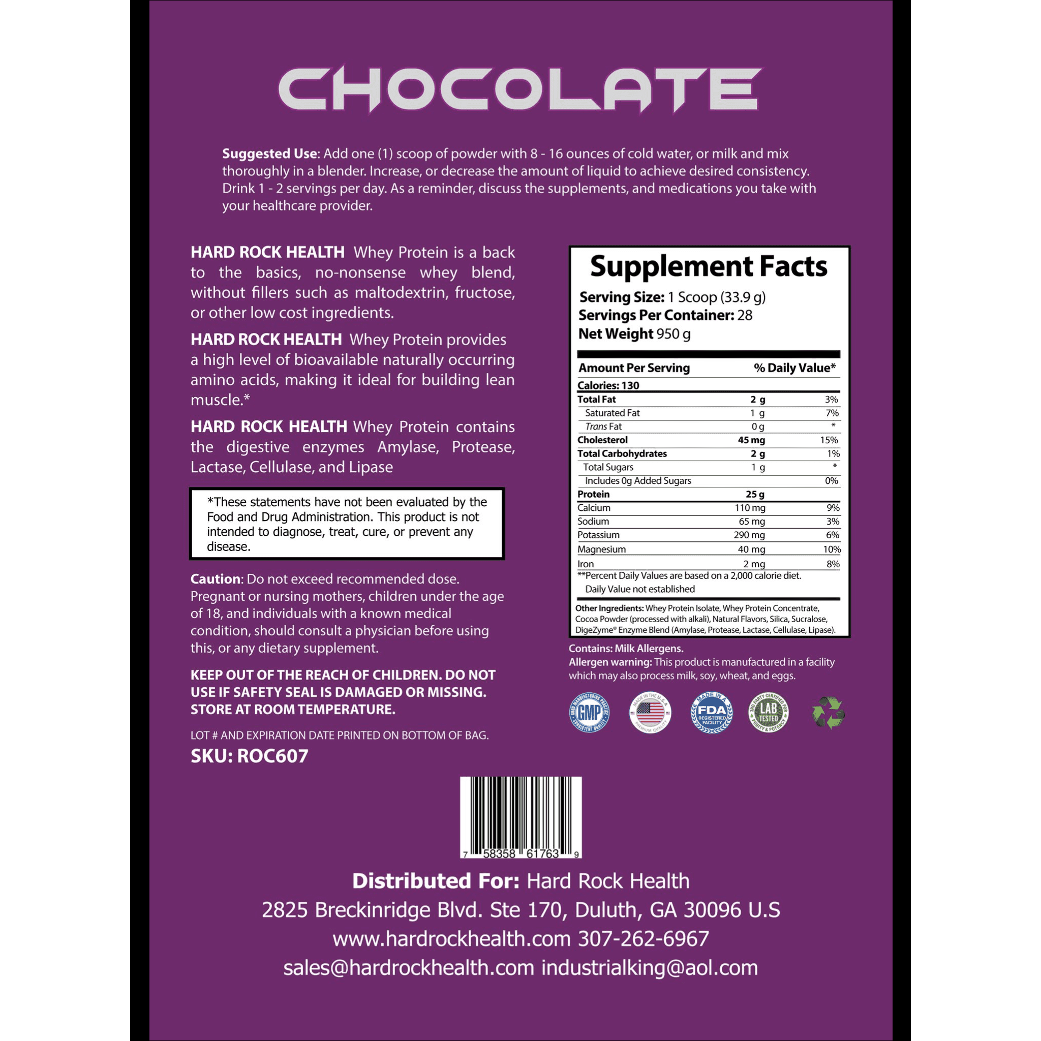 Hard Rock Health® Whey Armour  2LB Chocolate.