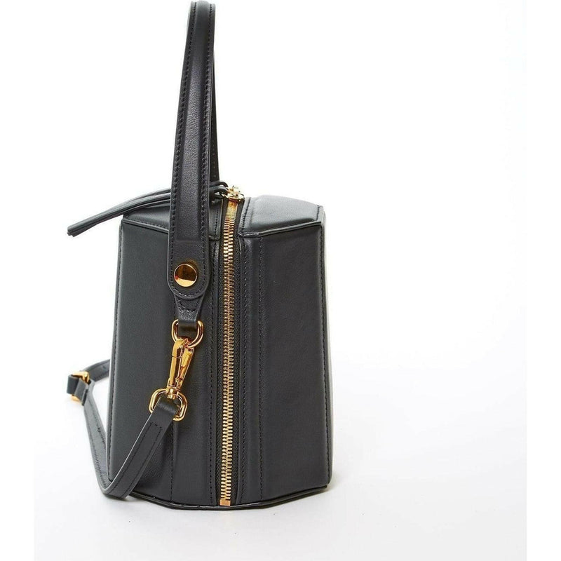 Harper Black Leather Bucket Bag