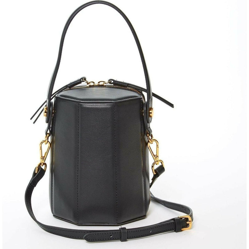 Harper Black Leather Bucket Bag