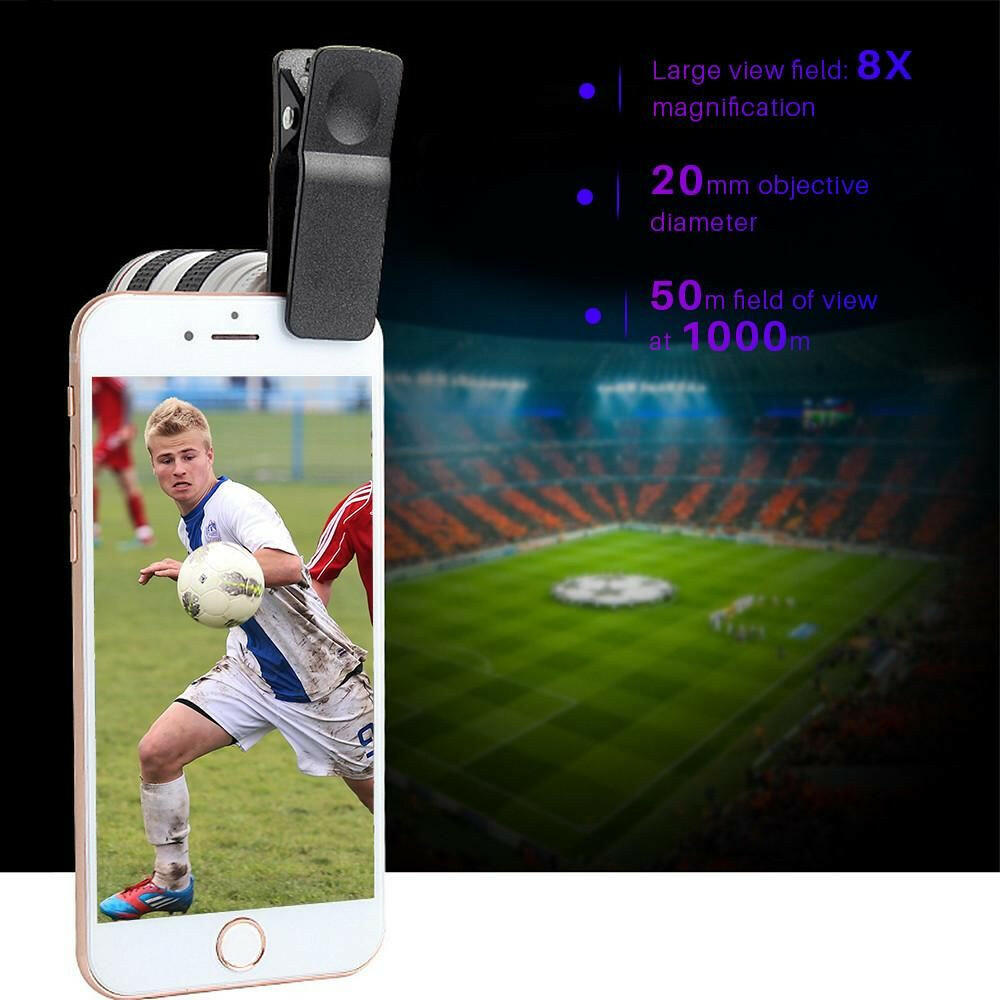 HD Optical Zoom Smartphone Lens with Universal Mobile Phone Clip.