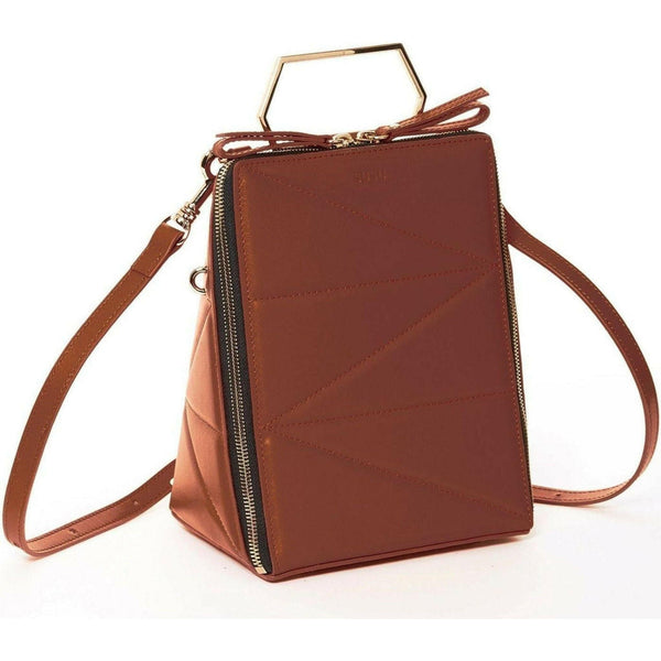 Heidi Leather Backpack Purse in Amber Brown