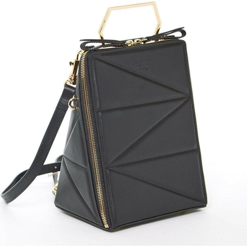 Heidi Leather Backpack Purse in Black