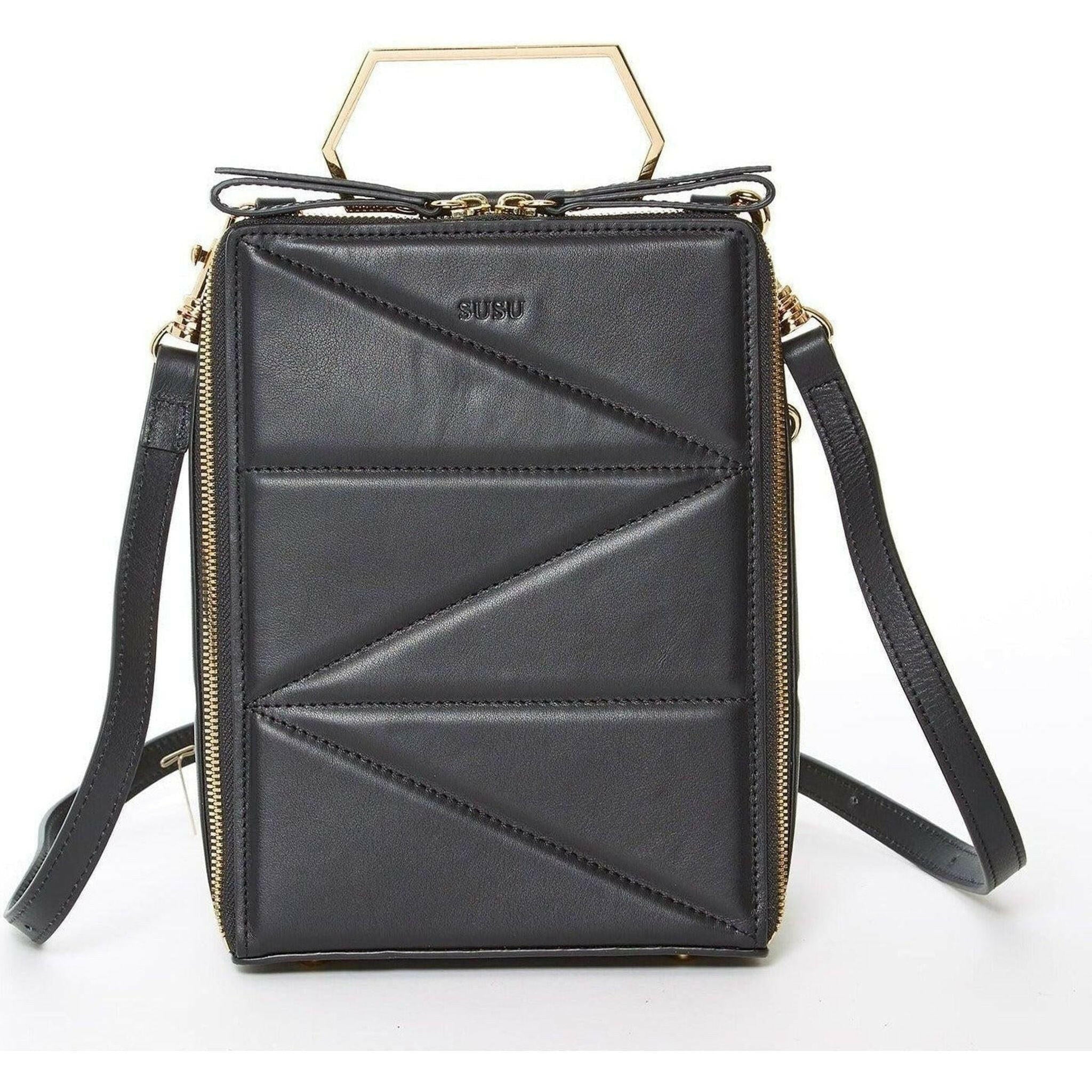 Heidi Leather Backpack Purse in Black.