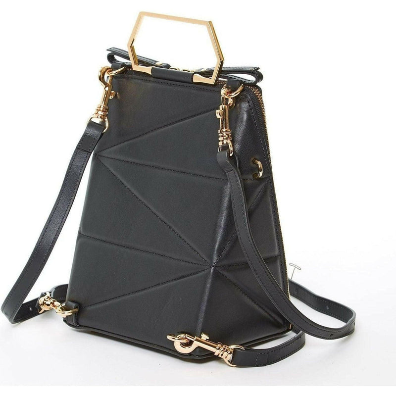 Heidi Leather Backpack Purse in Black