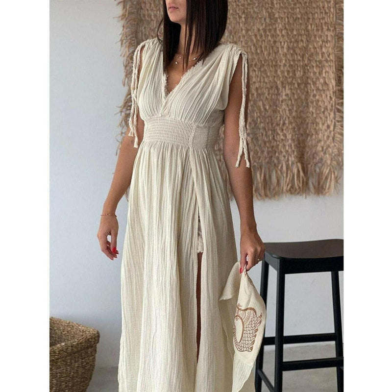 Helen Long Boho Organic Cotton Slit Dress