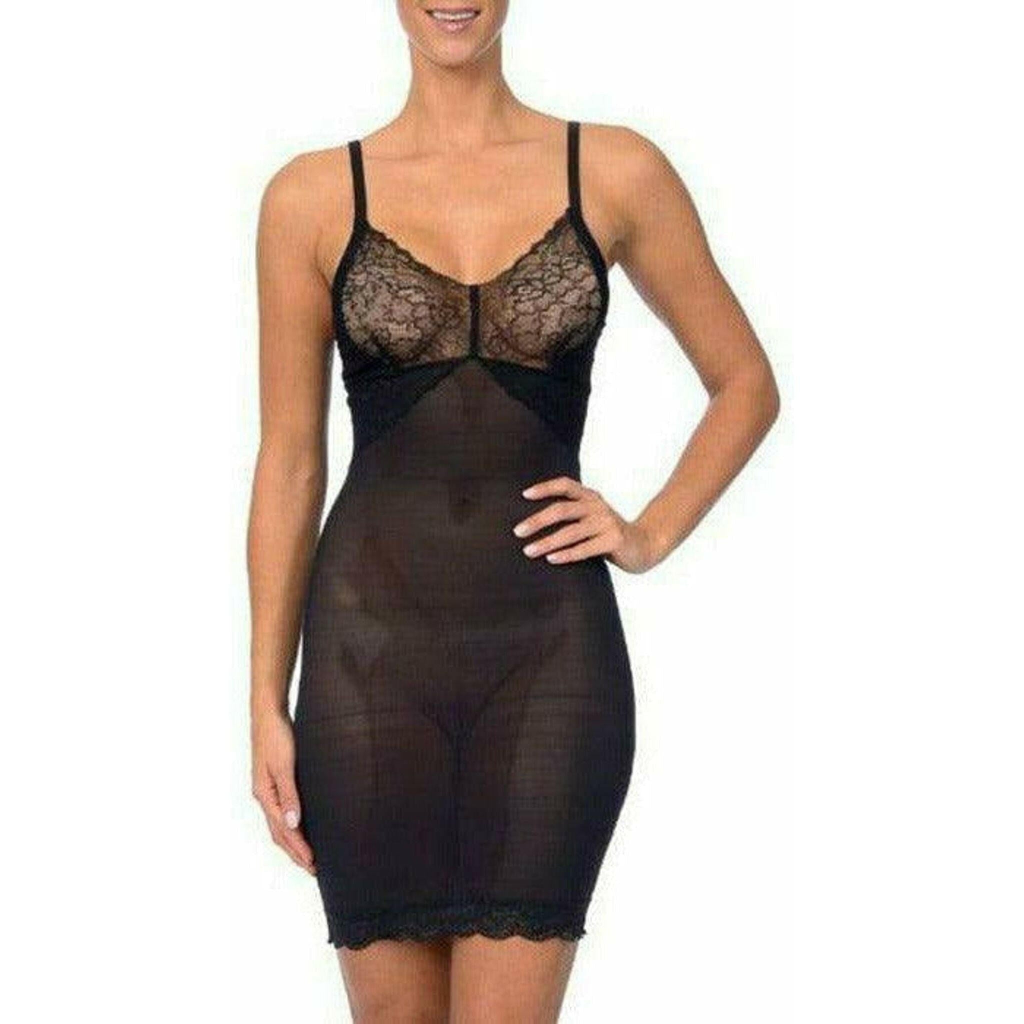 Hi Power Mesh Full Body Slip Shaper with Lace Detail at Bust.