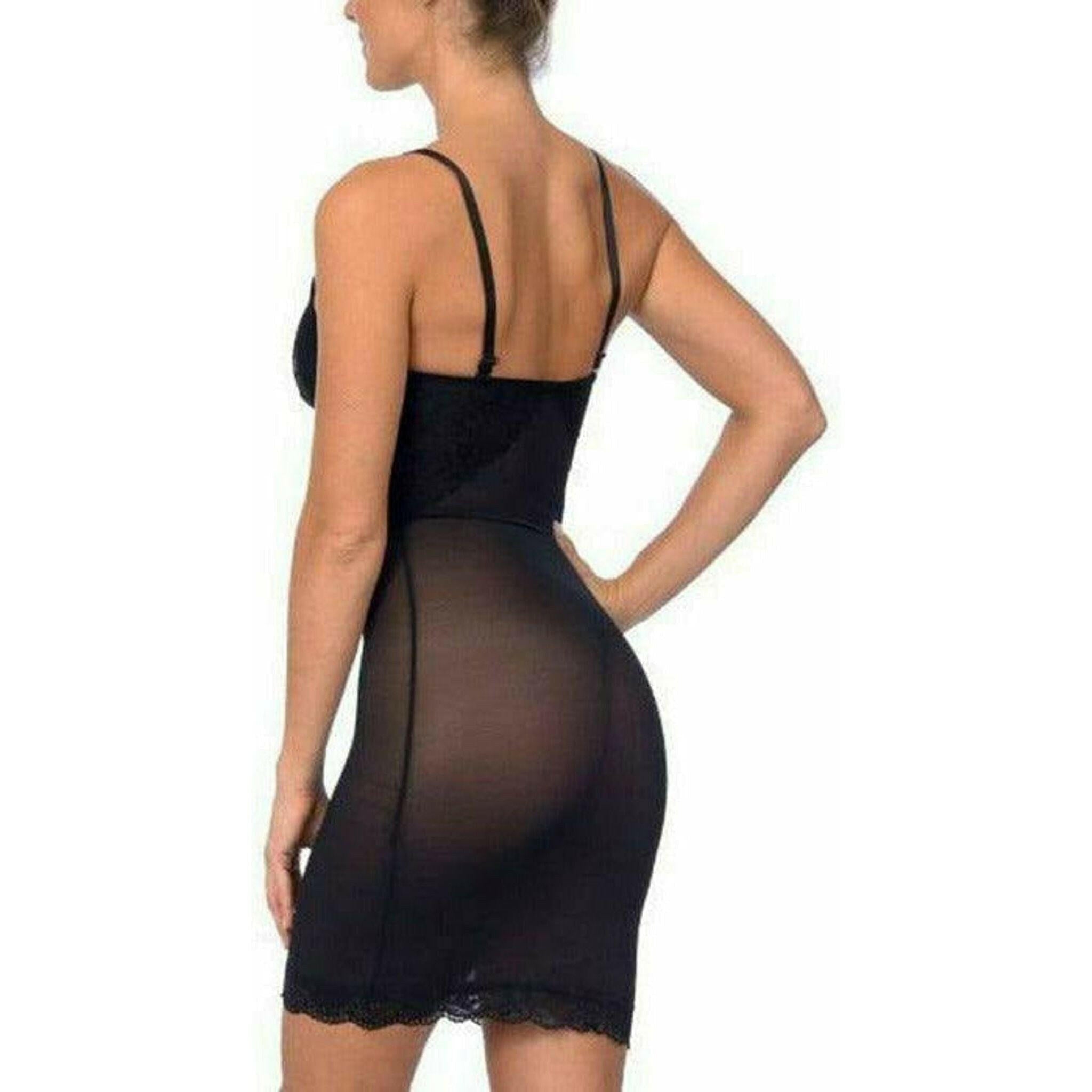 Hi Power Mesh Full Body Slip Shaper with Lace Detail at Bust.