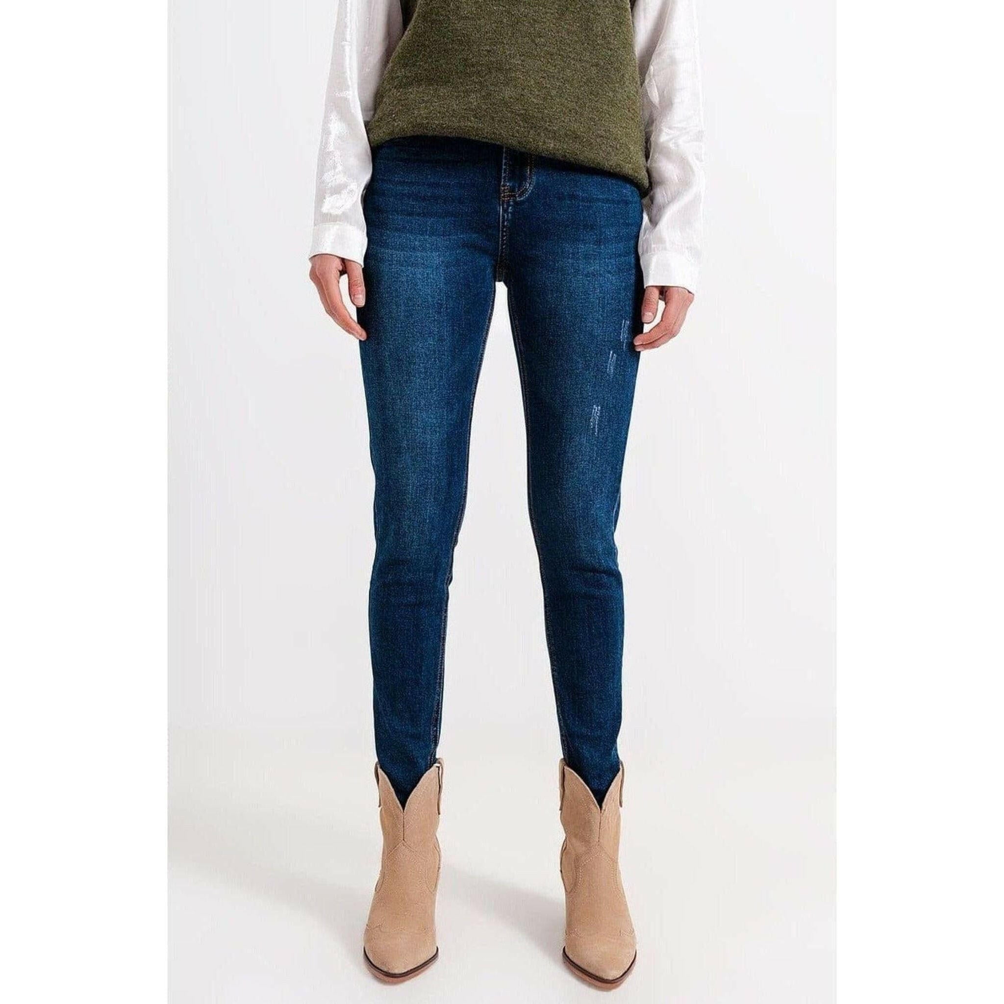 High Waisted Skinny Jeans in Blue Wash.