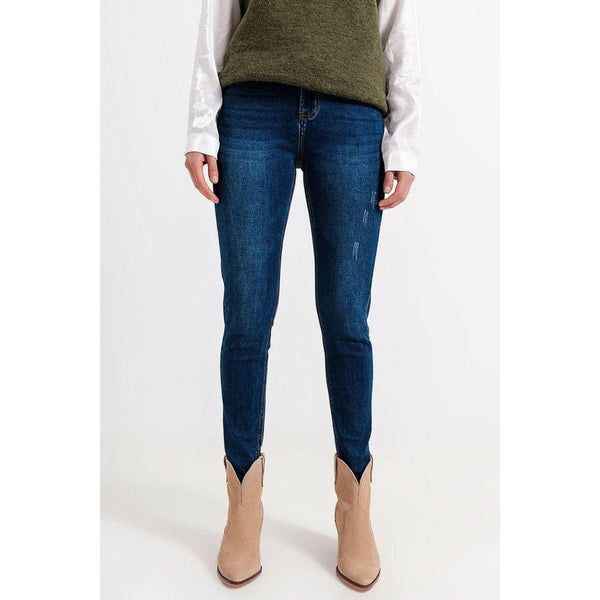 High Waisted Skinny Jeans in Blue Wash