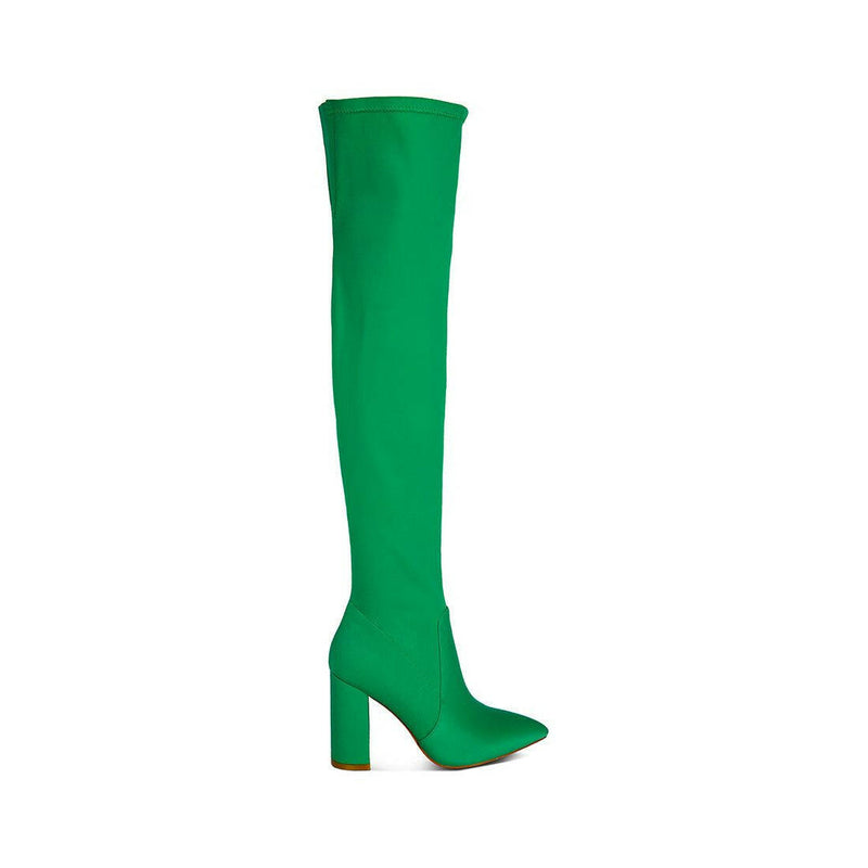 schiffer high block heeled long boot.