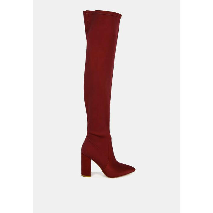 schiffer high block heeled long boot.