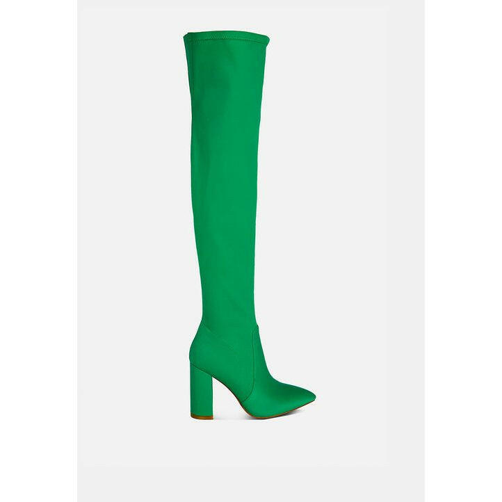 schiffer high block heeled long boot.