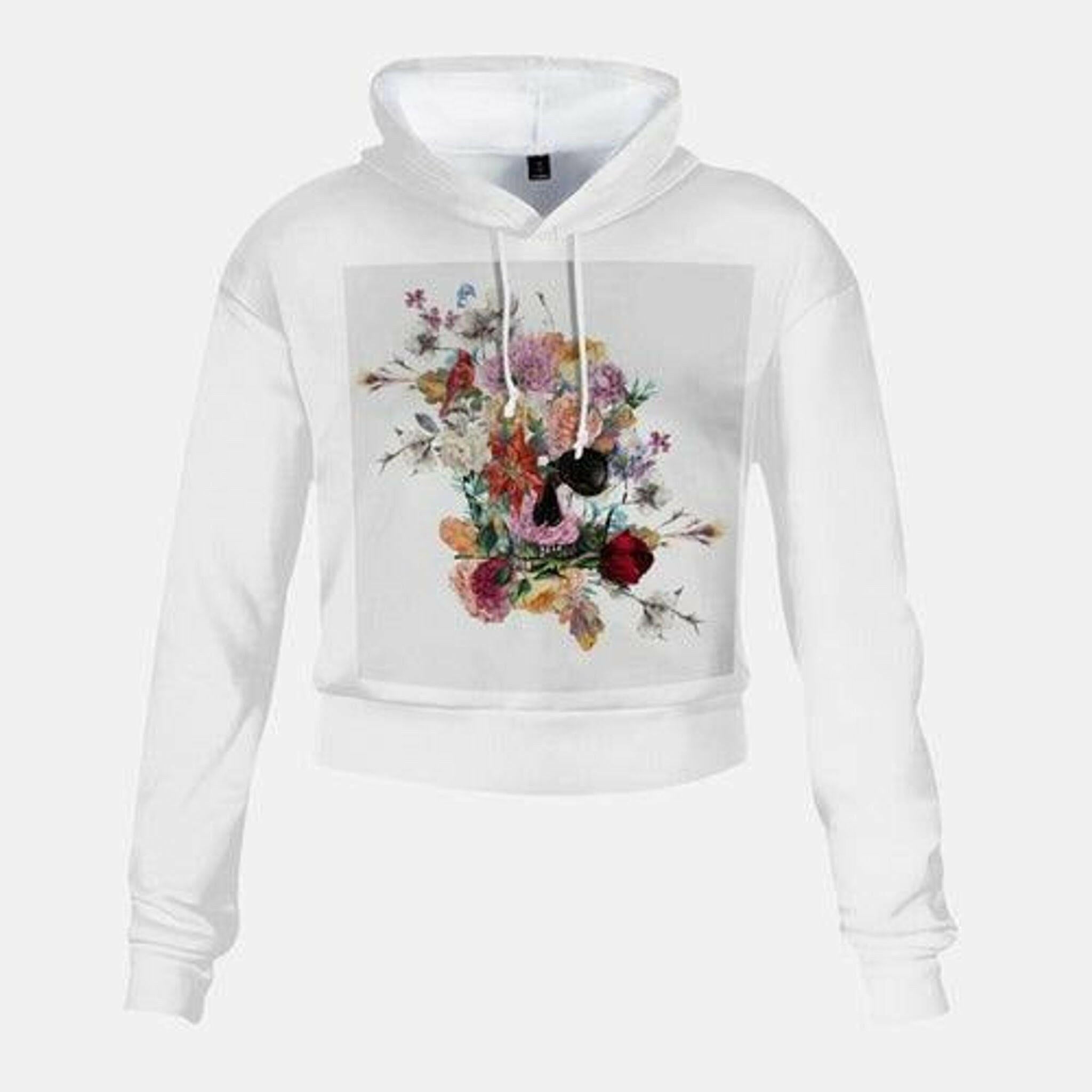 Jacki Easlick Floral Skull Cropped Sweatshirt.