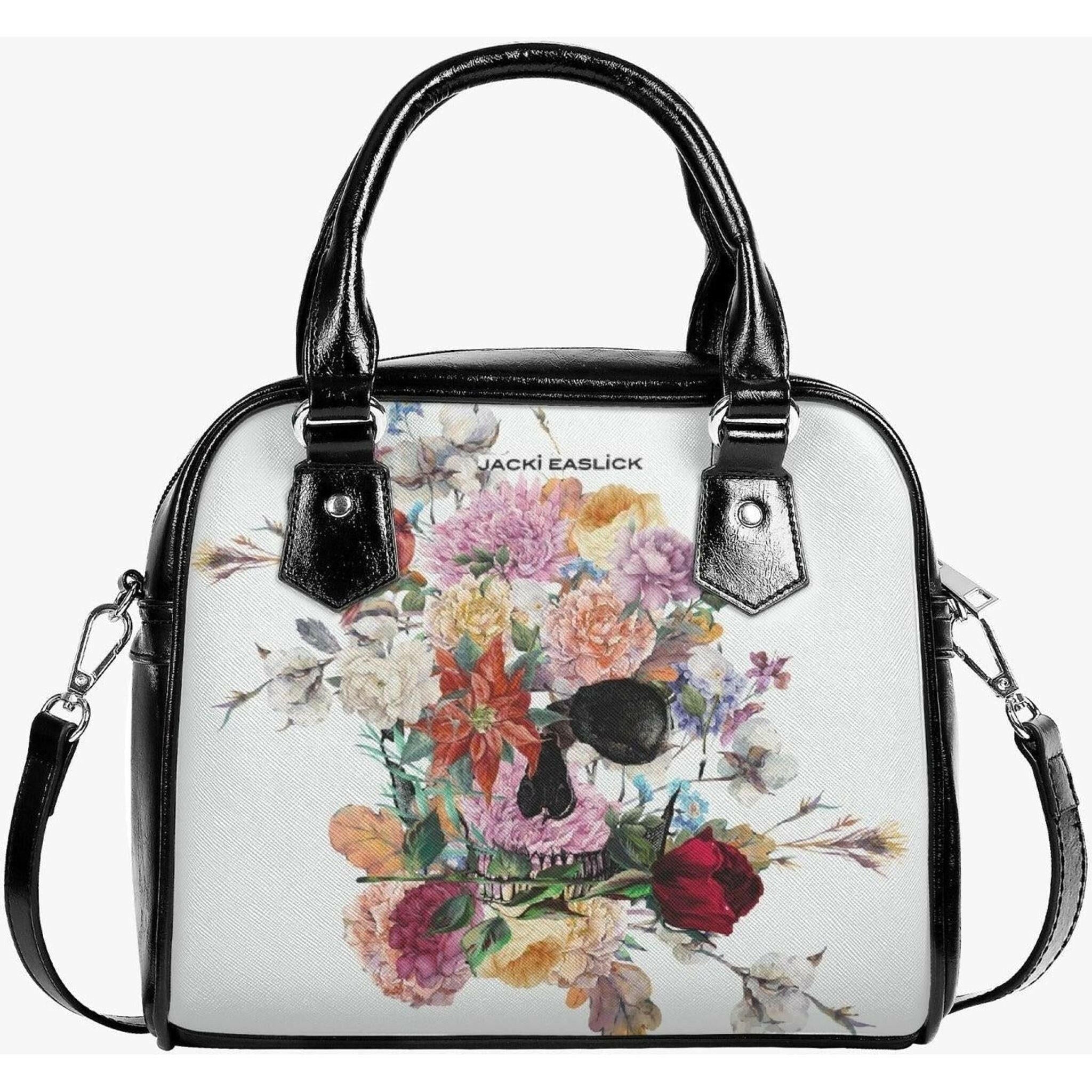 Jacki Easlick Floral Skull Leather Saddle Bag.