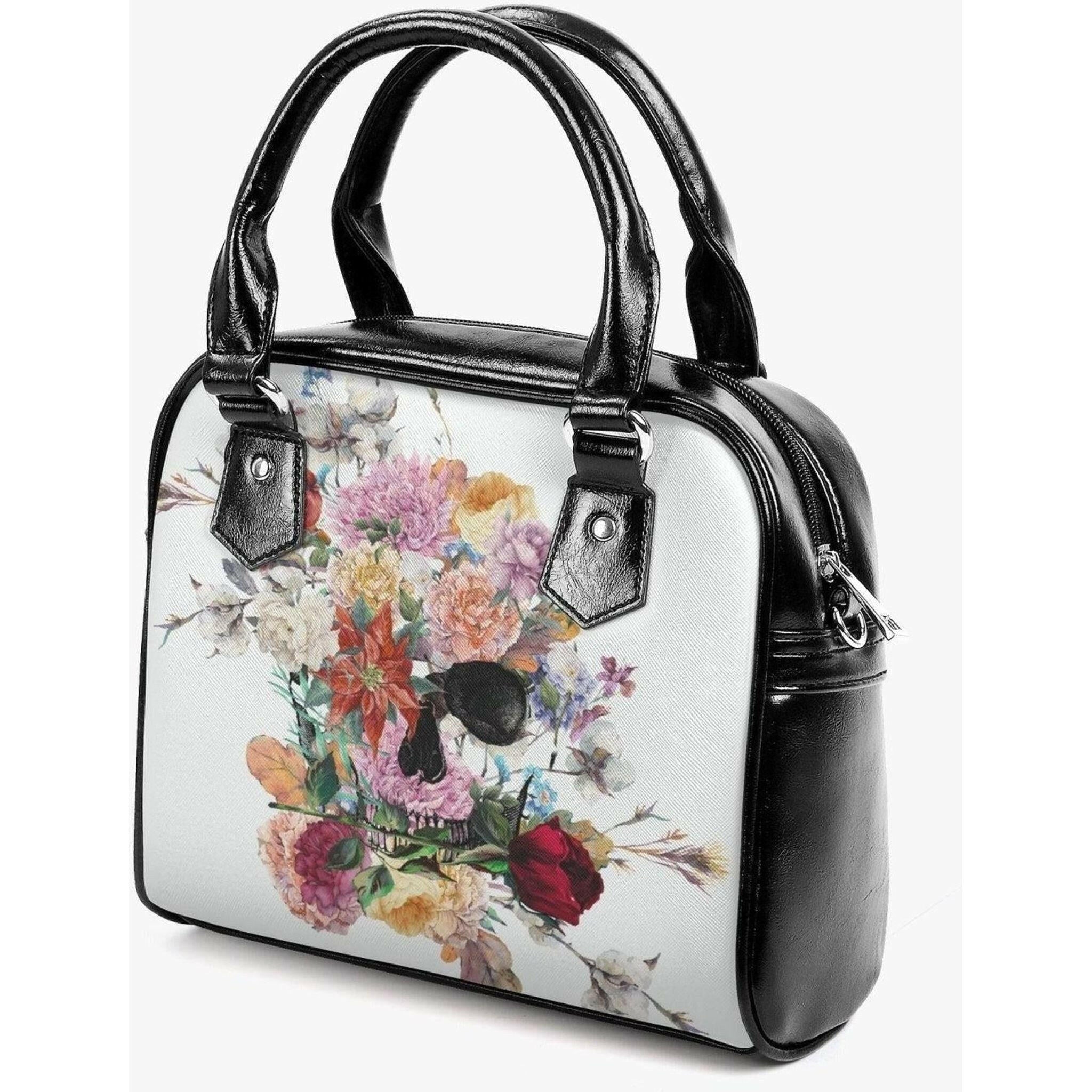 Jacki Easlick Floral Skull Leather Saddle Bag.