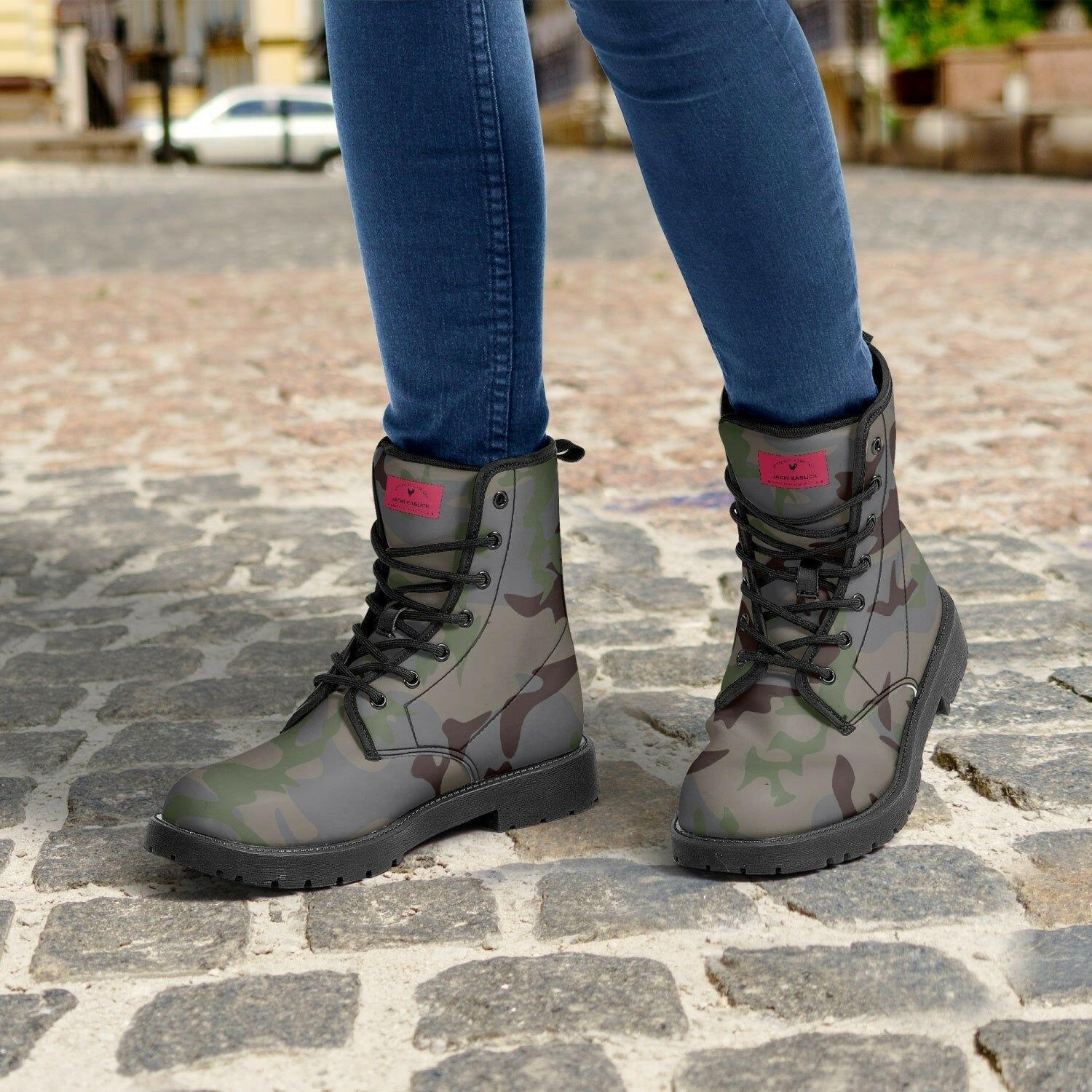 Jacki Easlick Trendy Camo Leather Boots.