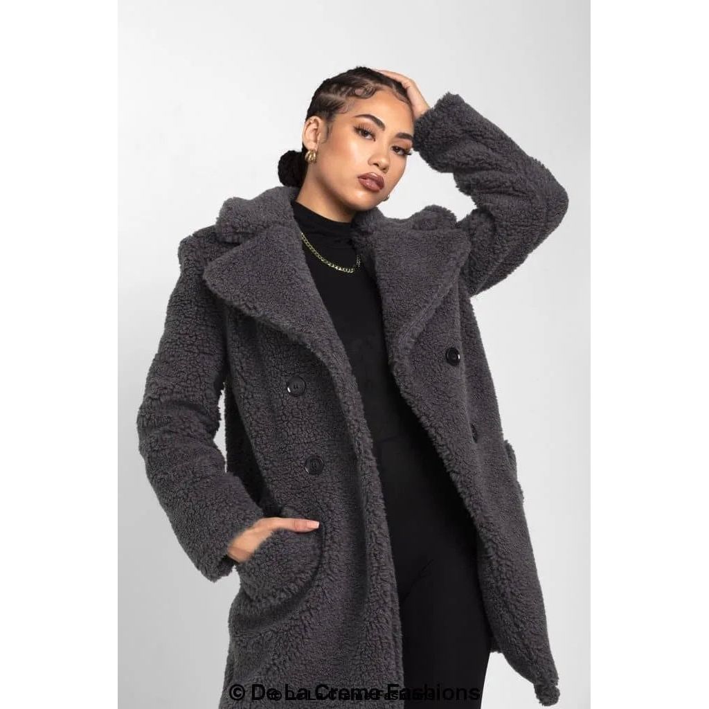 Janine Double Breasted Borg Teddy Coat.