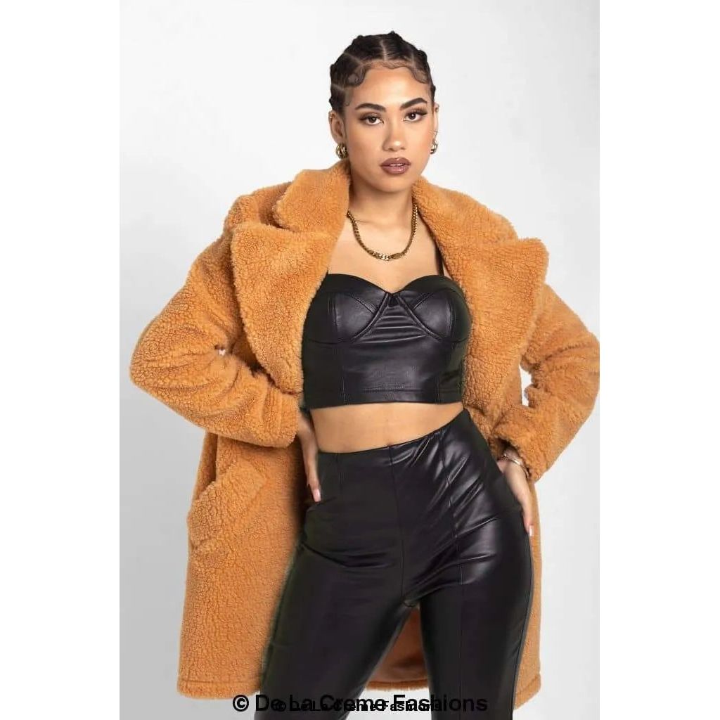 Janine Double Breasted Borg Teddy Coat.