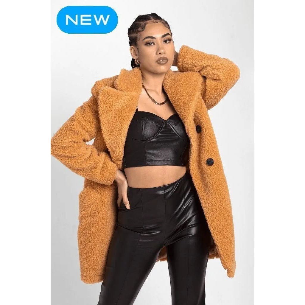 Janine Double Breasted Borg Teddy Coat.