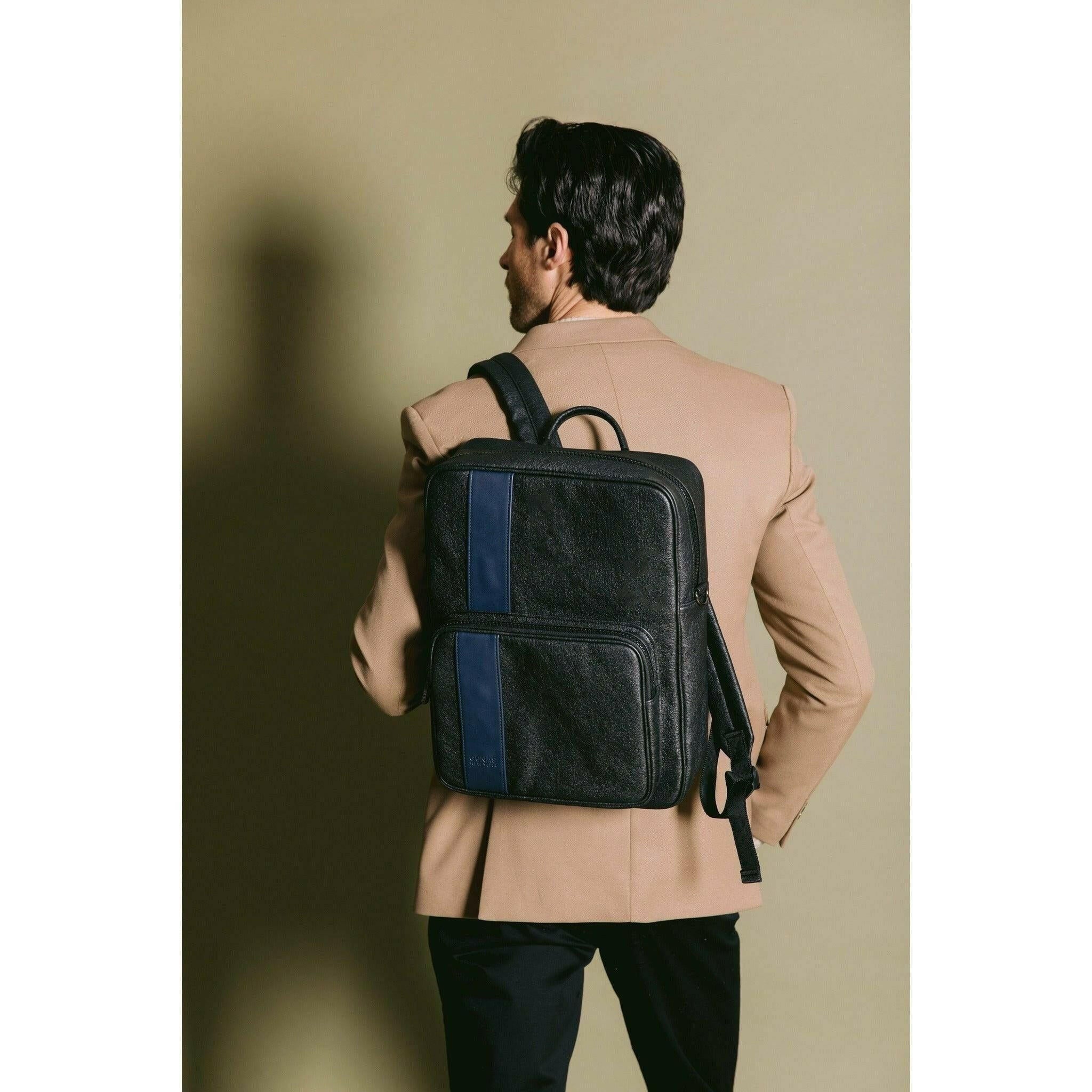 Jared - Blue Vegan Leather Men's Backpack.